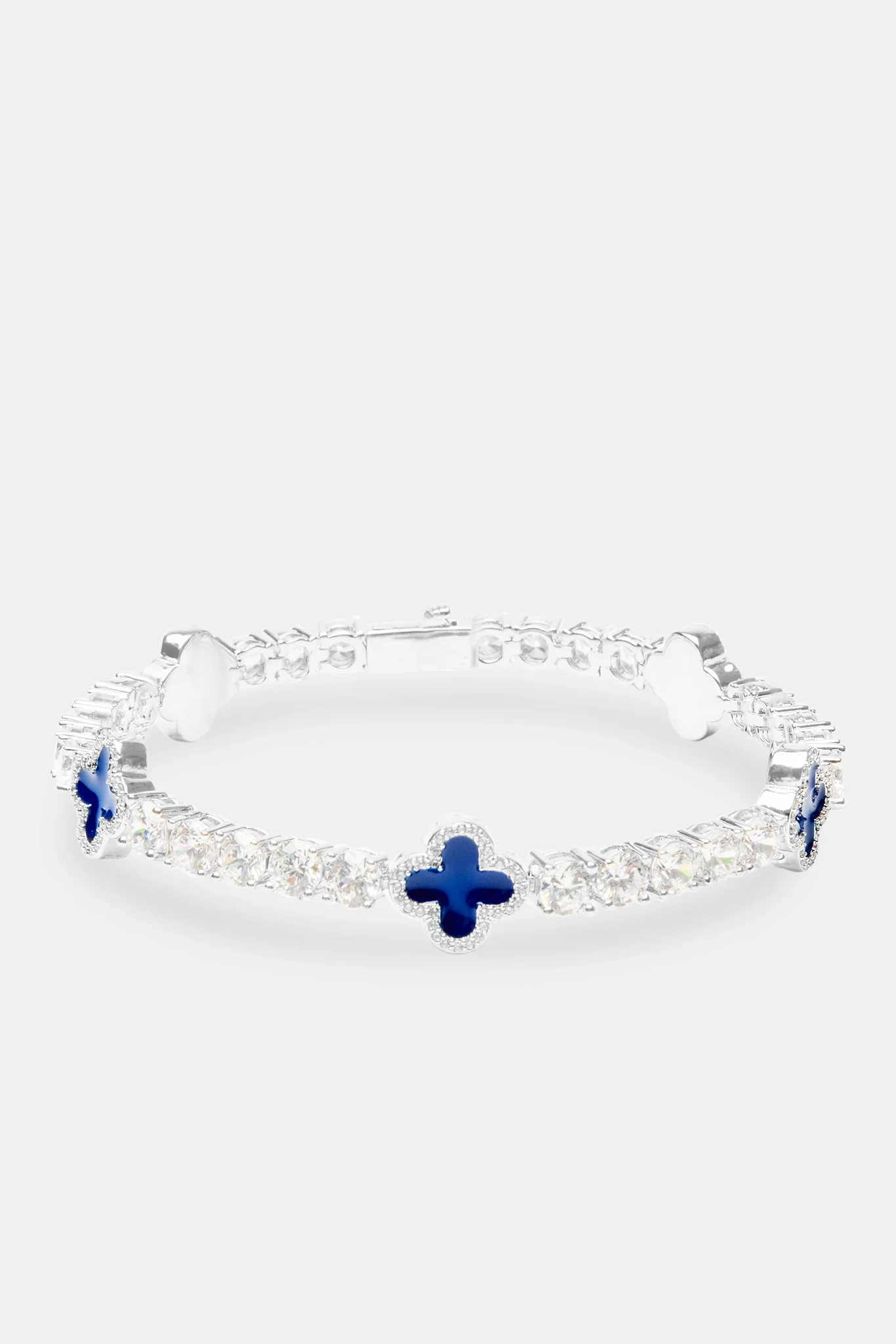 Blue Motif Tennis Bracelet - White 5mm - Image 2