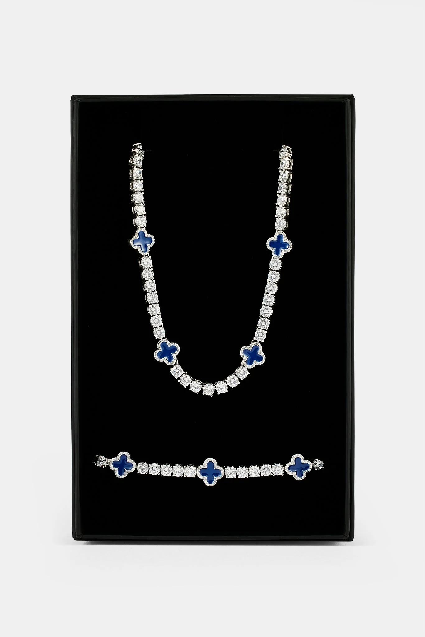 Blue Motif Tennis Chain & Bracelet - 5mm - Image 3