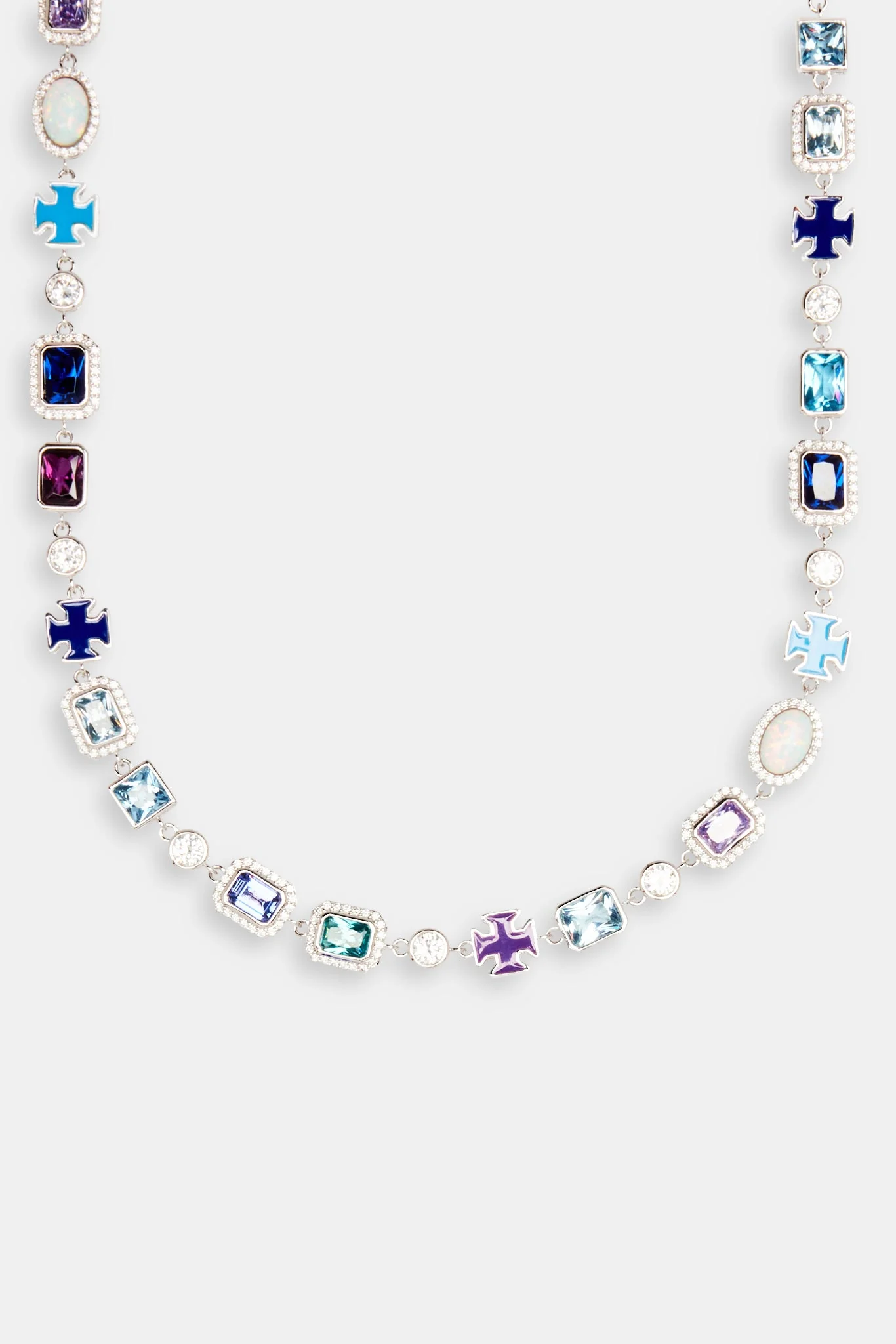 Blue Multi Gemstone Motif Necklace - 10mm - Image 2
