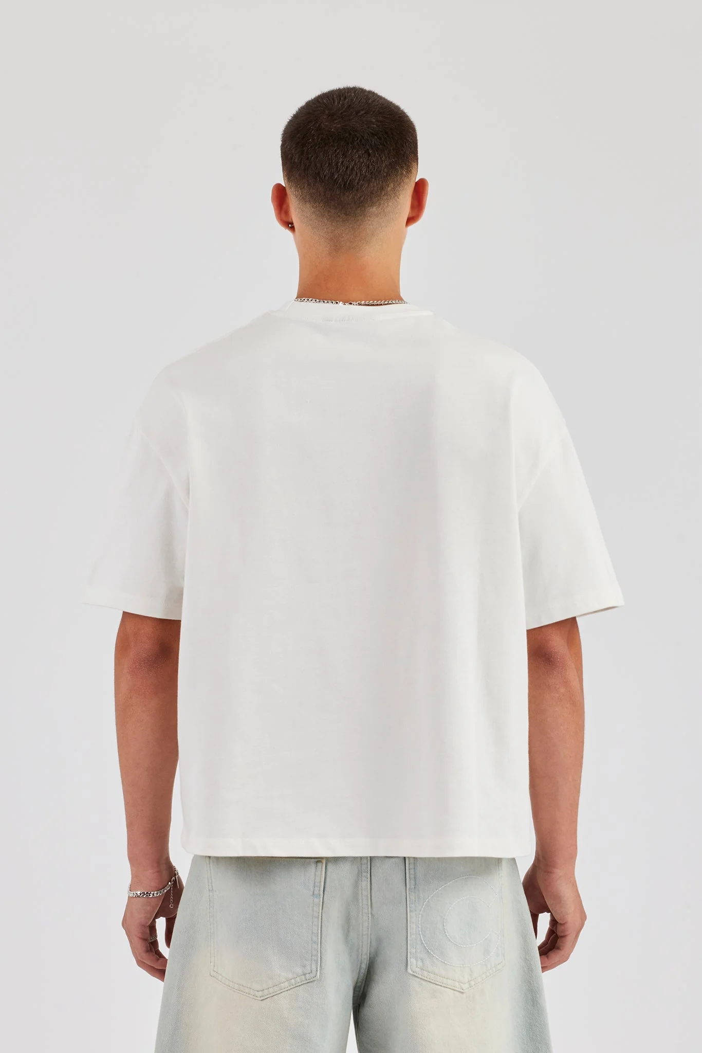 Boxy Applique Logo T-Shirt - White - Image 4