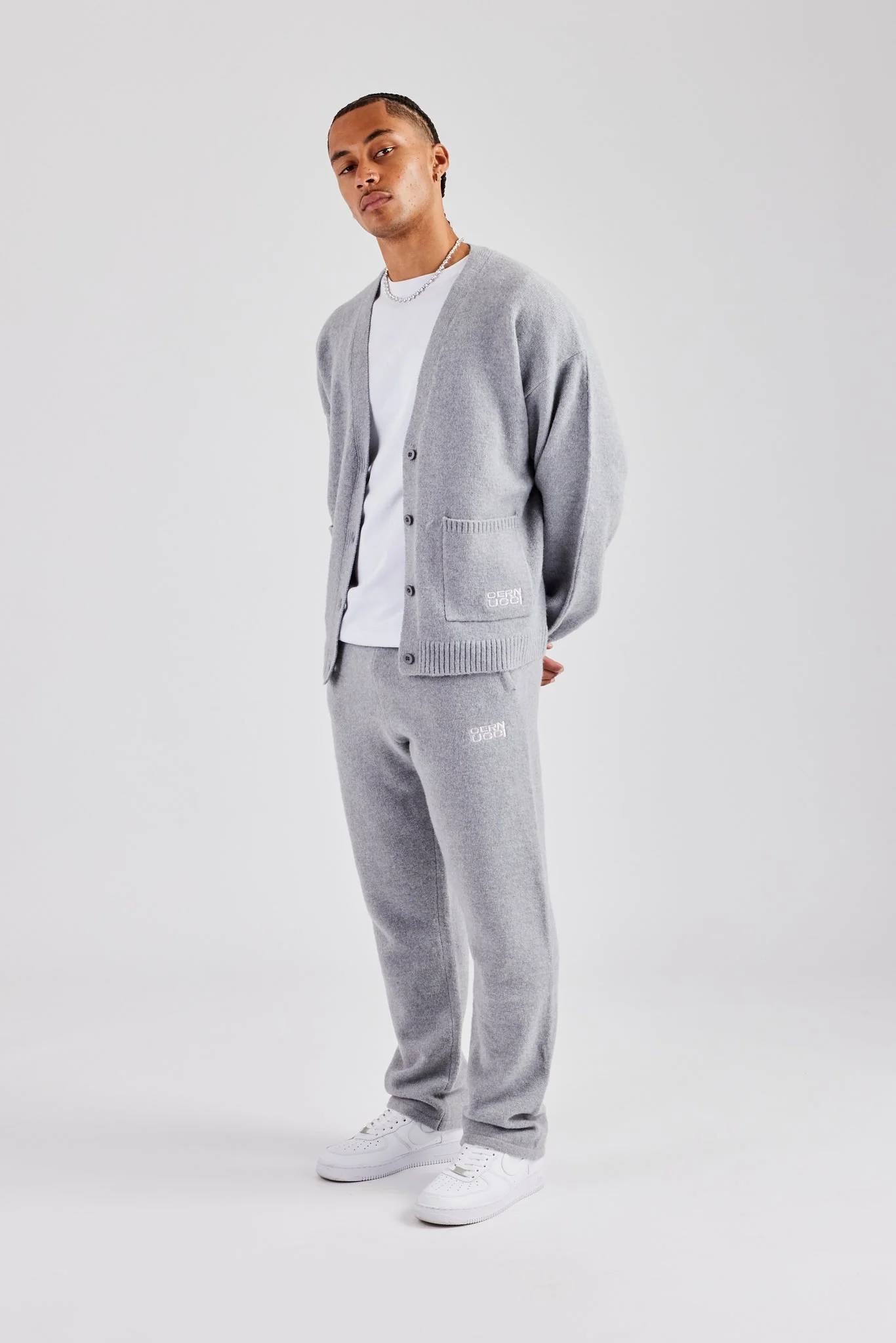 Boxy Button Front Cardigan - Grey - Image 5