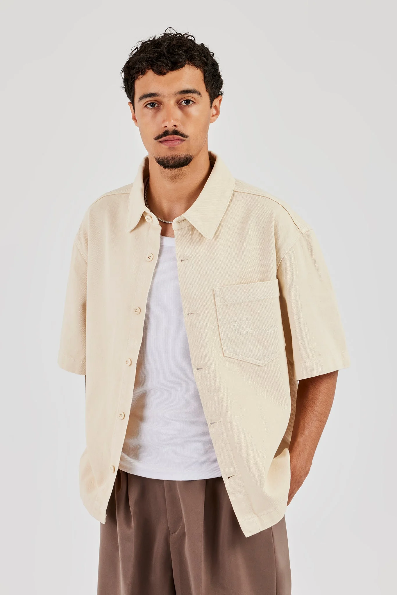 Boxy Ecru Denim Shirt - Image 5