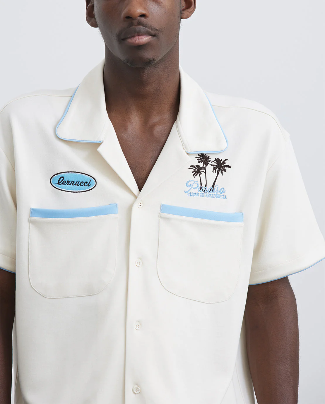 Boxy Fit Paradise Bowling Shirt - Ecru - Image 2