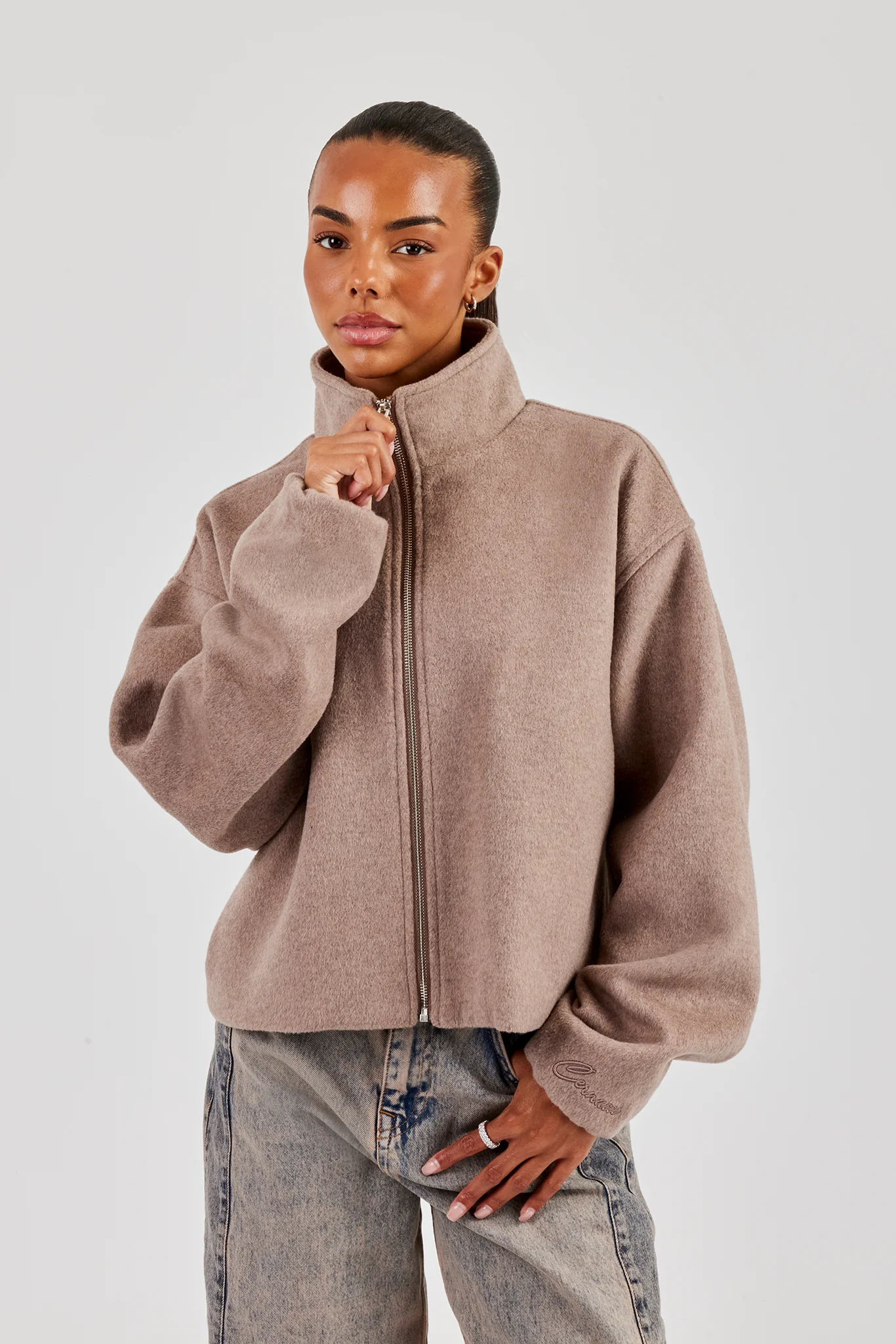 Brushed Wool Jacket - Taupe
