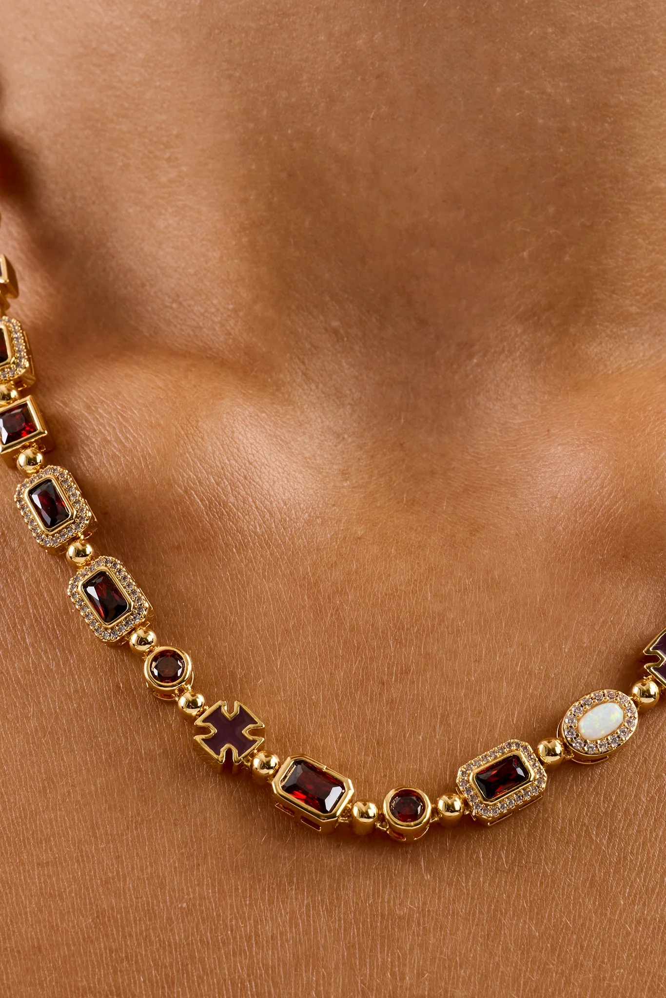 Burgundy Multi Gemstone Chain - 6mm - Image 3