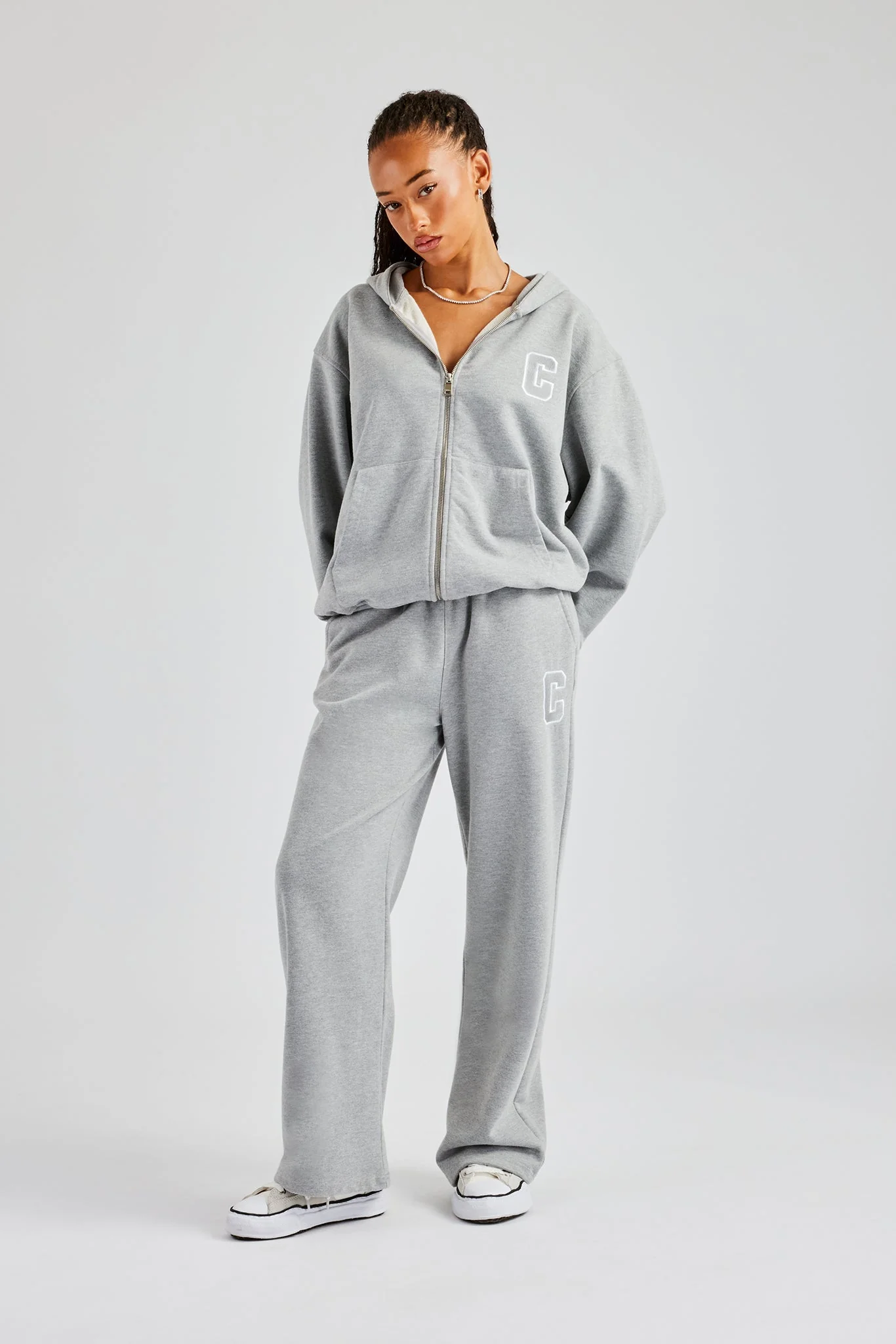 C Embroidered Jogger - Grey Marl - Image 4