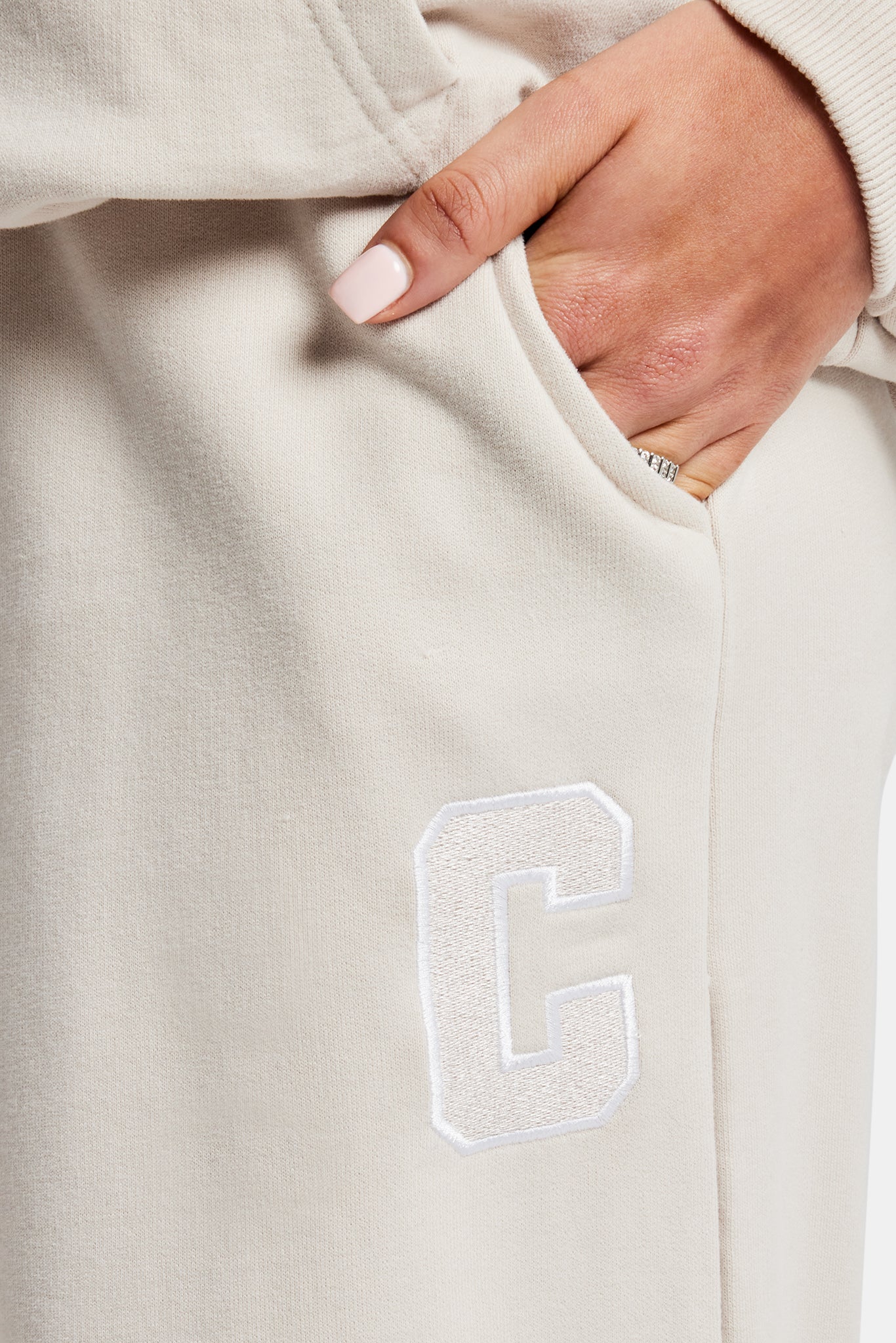 C Embroidered Jogger - Stone - Image 4