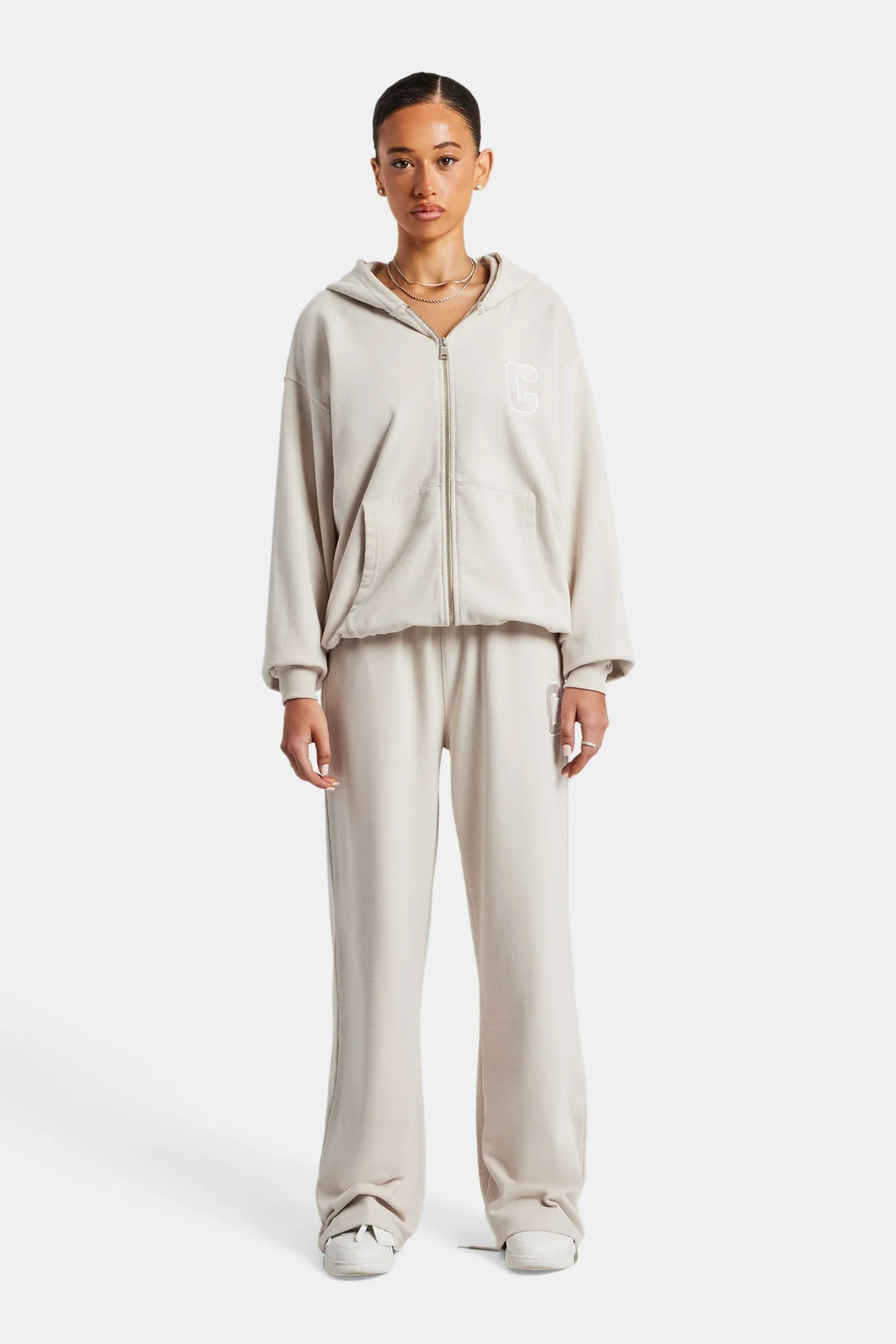 C Embroidered Jogger - Stone - Image 5