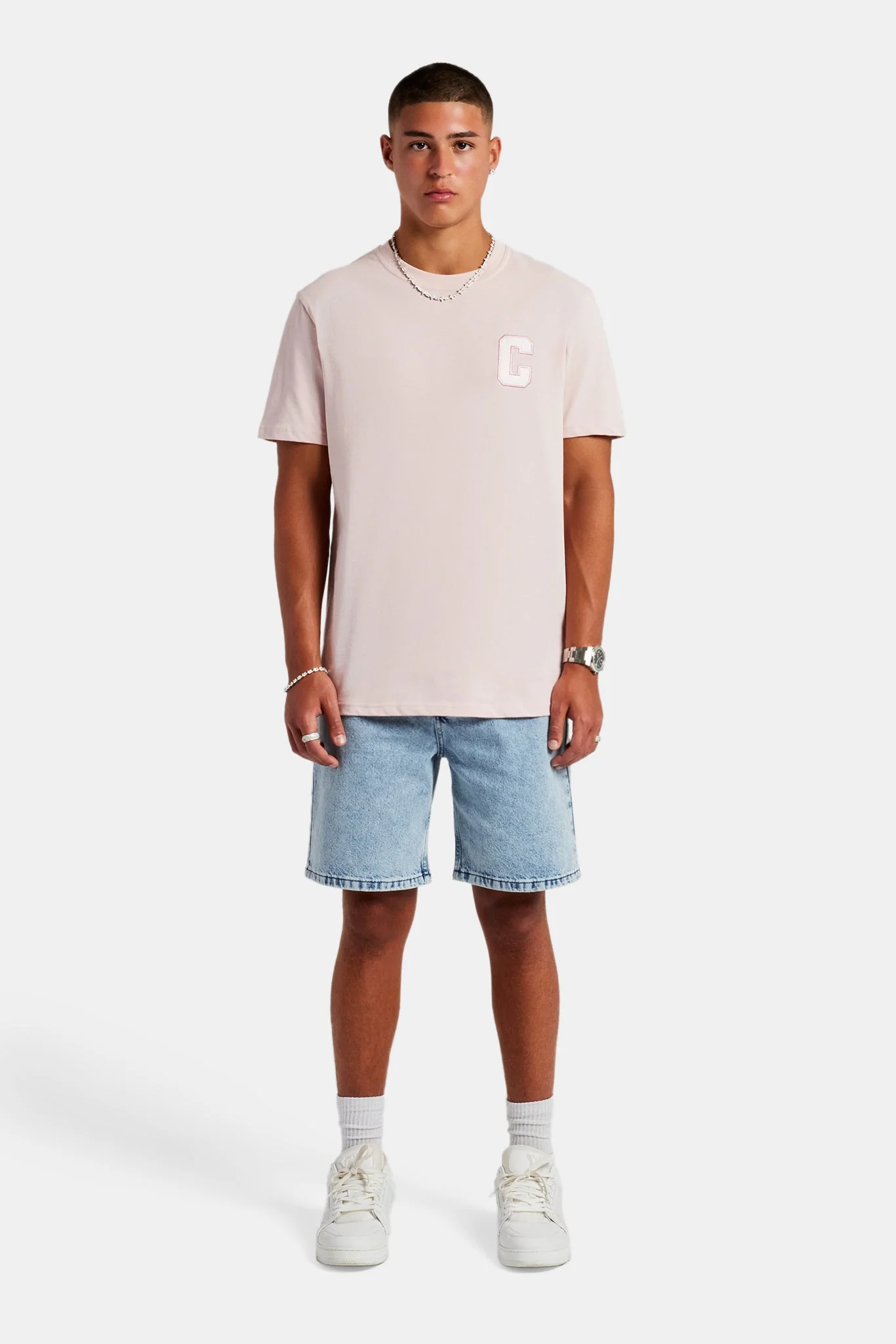 C Embroidered T-Shirt - Light Pink - Image 2
