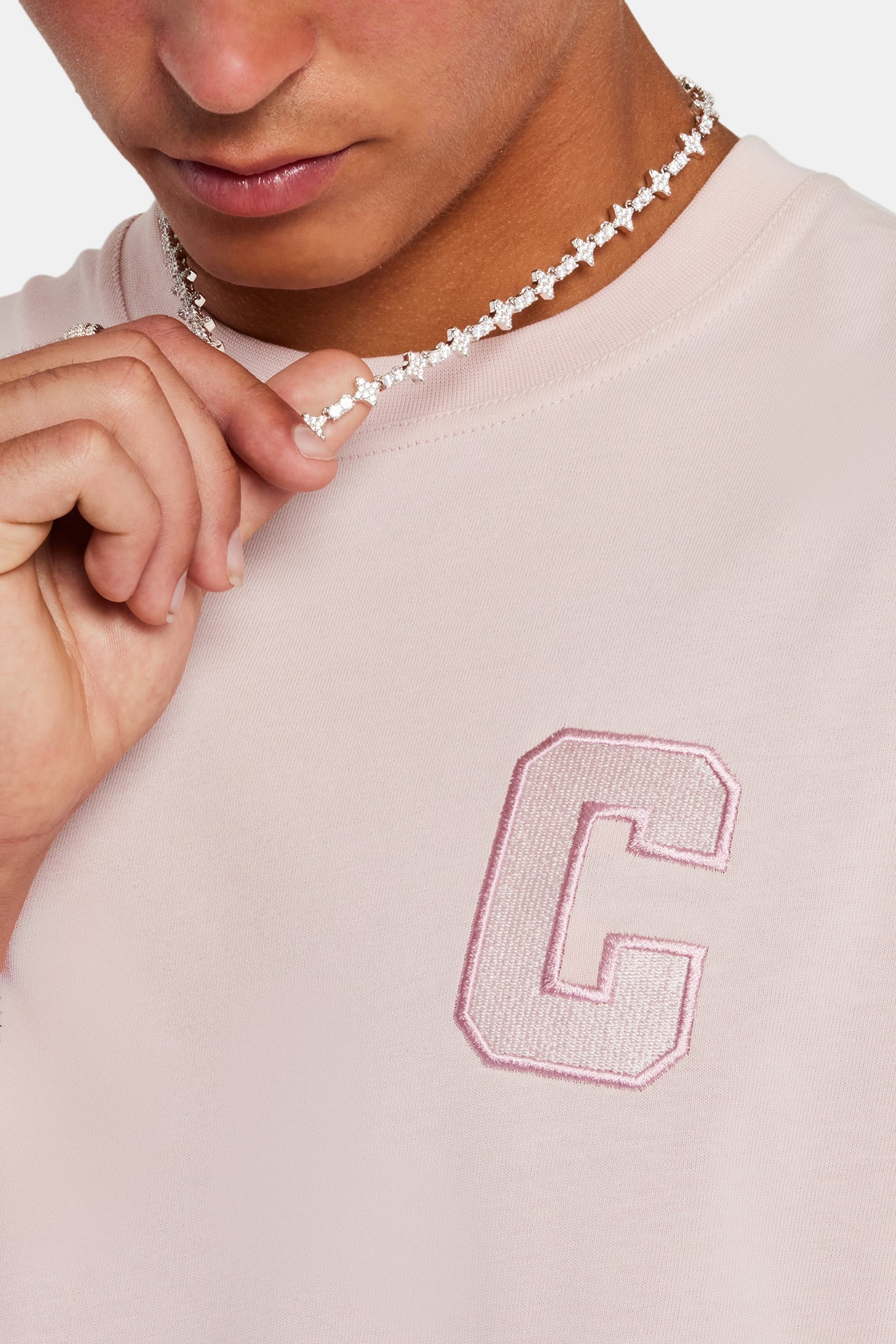 C Embroidered T-Shirt - Light Pink - Image 3