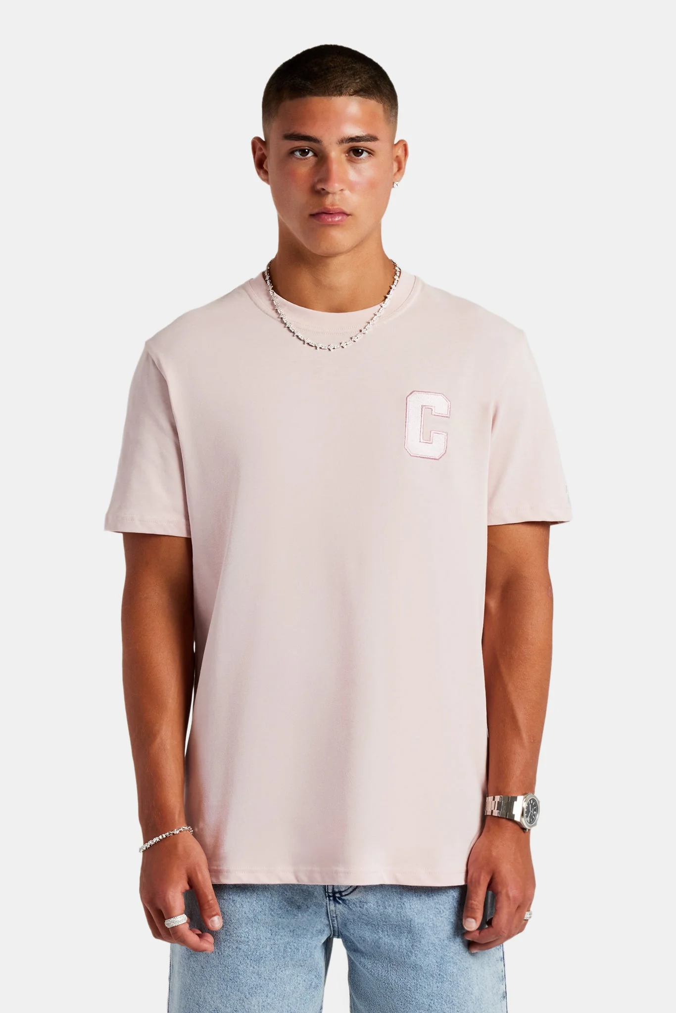 C Embroidered T-Shirt - Light Pink - Image 4