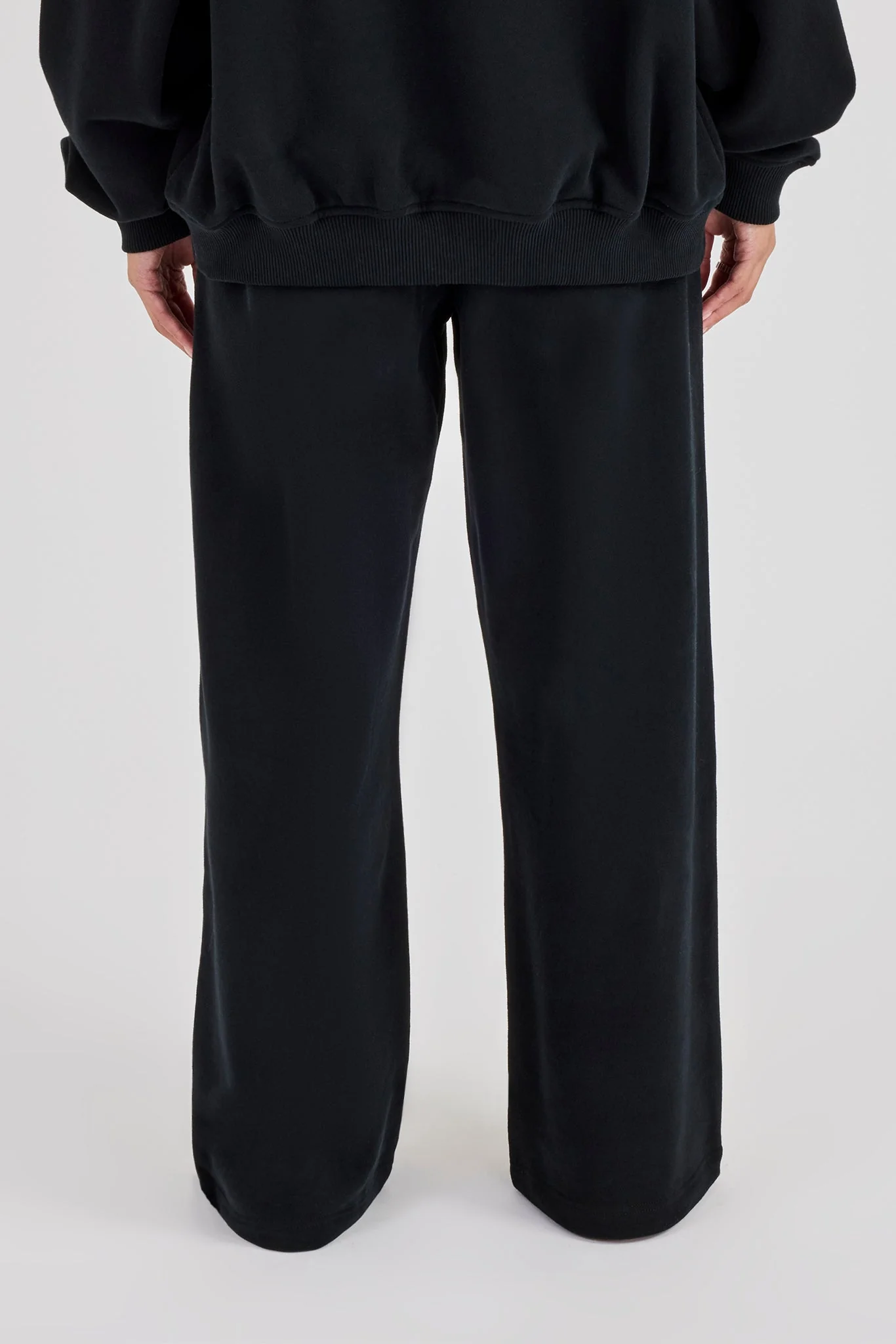 C Embroidered Wide Leg Jogger - Black - Image 3