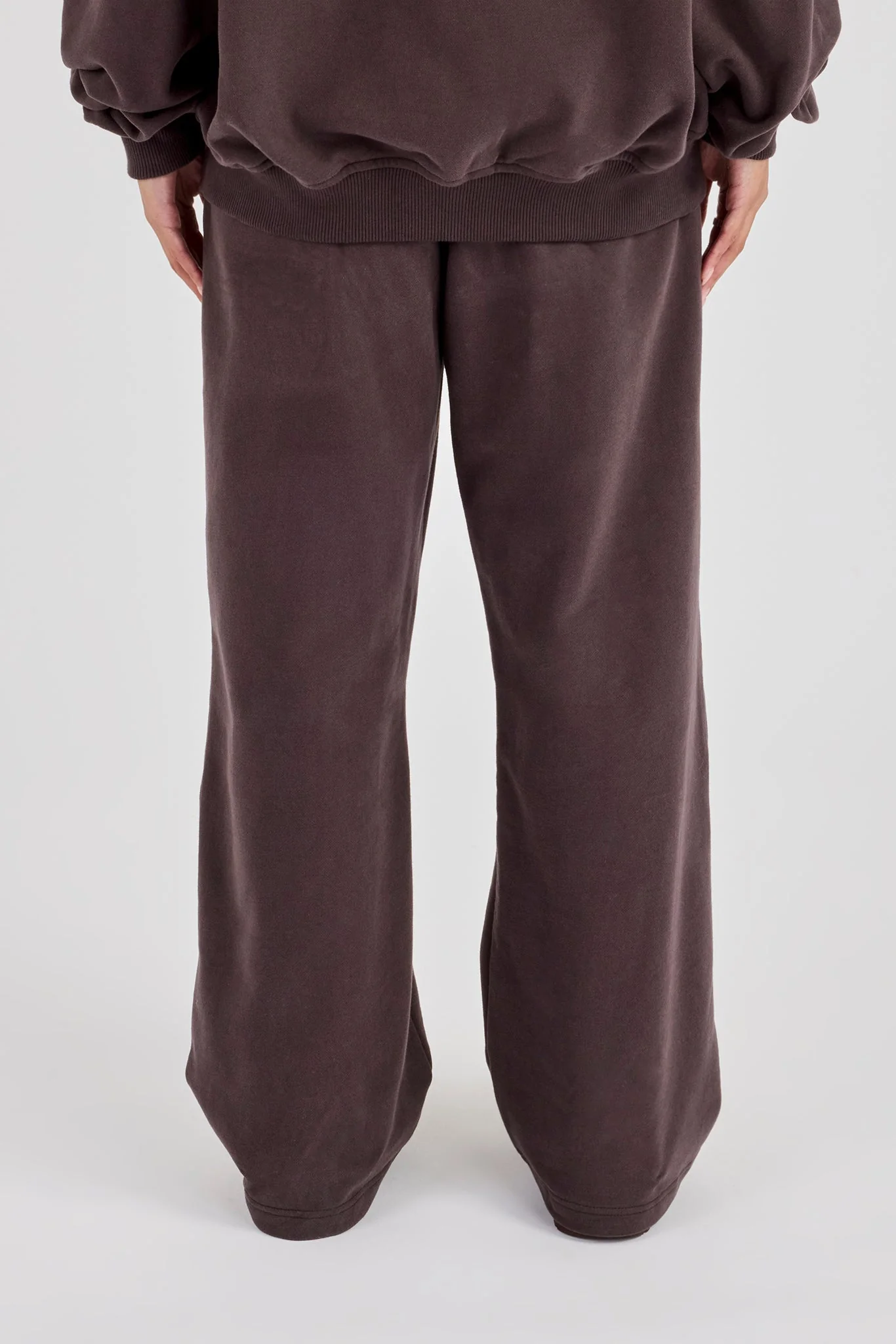 C Embroidered Wide Leg Jogger - Coffee - Image 3