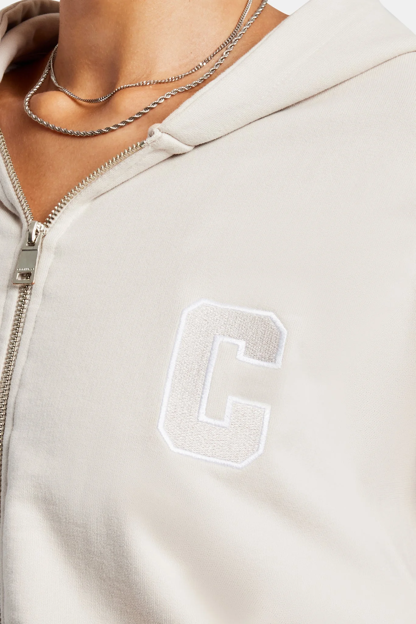 C Embroidered Zip Through Tracksuit - Stone - Image 5