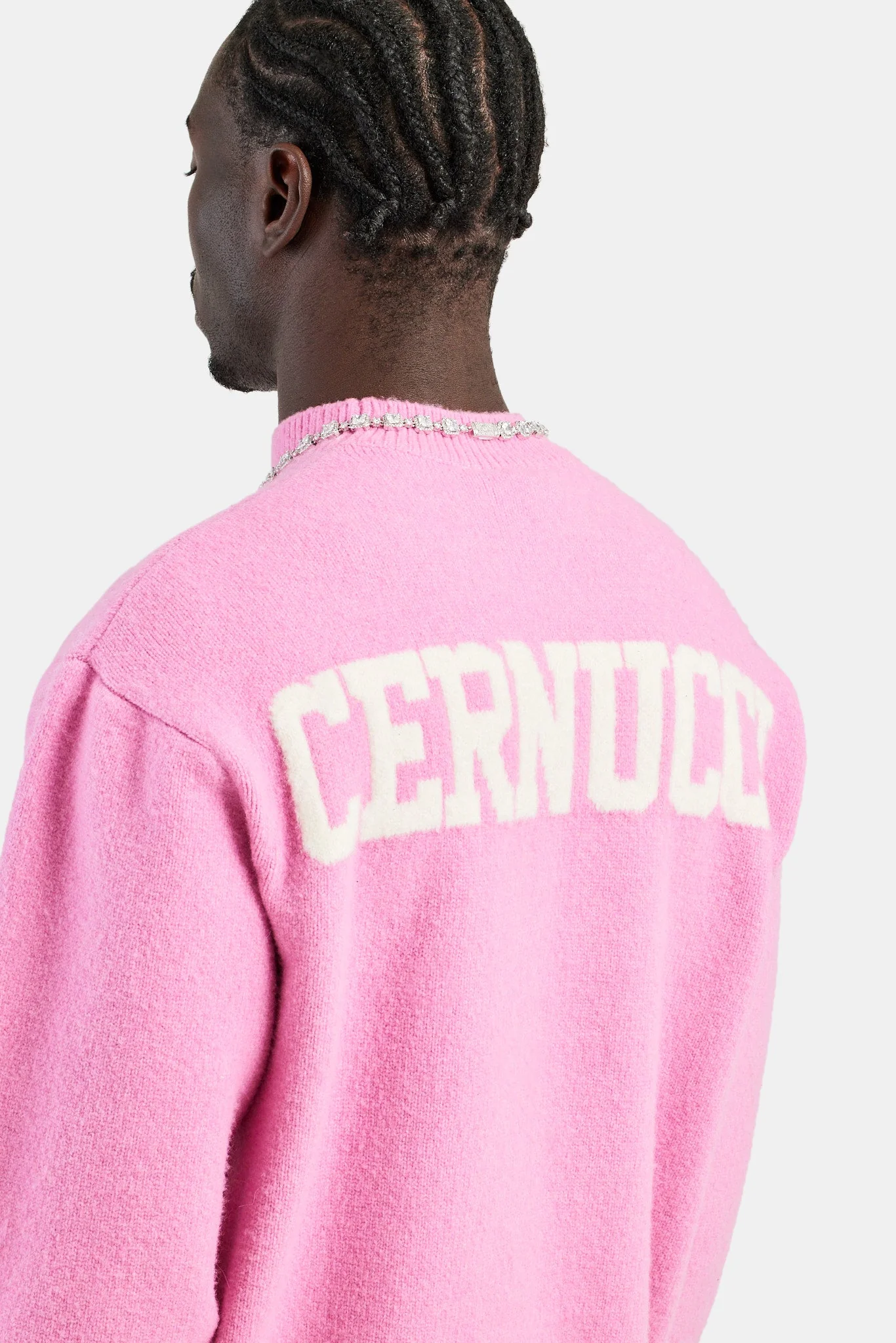 Cernucci Knitted Crew Neck Sweater - Pink - Image 2