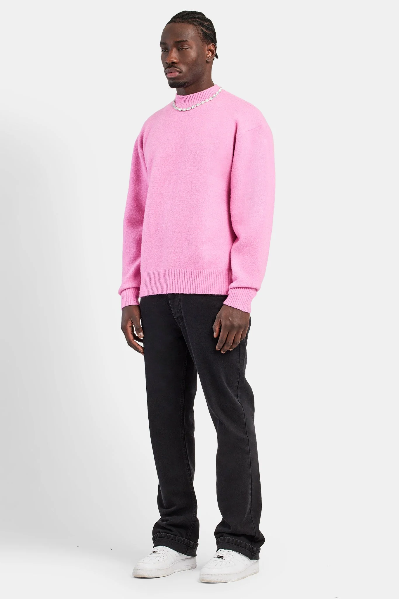 Cernucci Knitted Crew Neck Sweater - Pink - Image 3