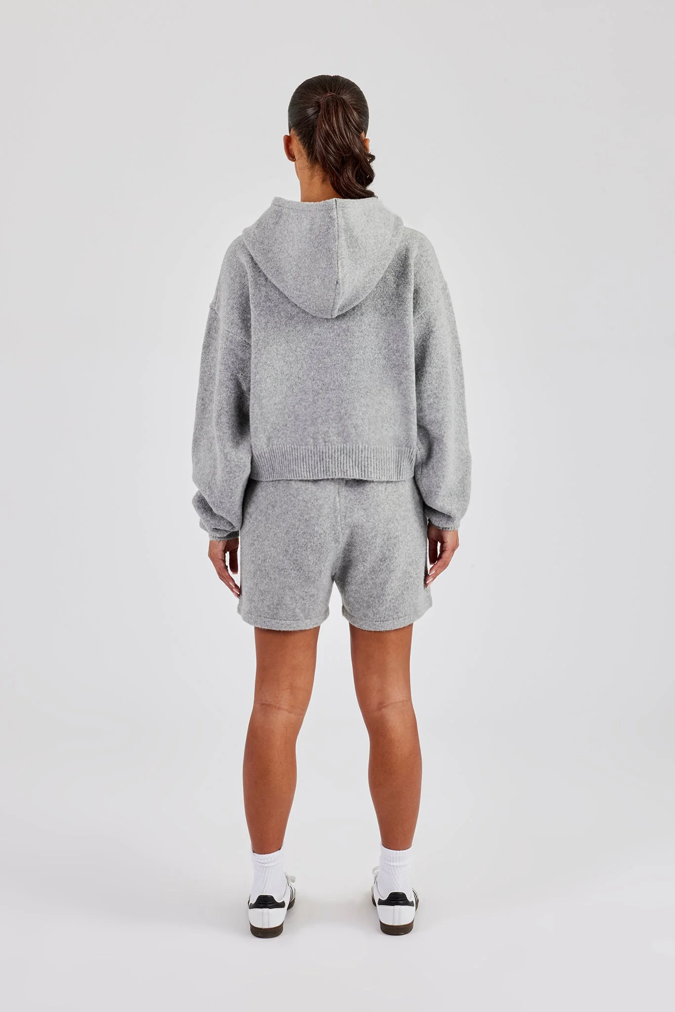 C Knitted Hoodie & Shorts - Grey - Image 3