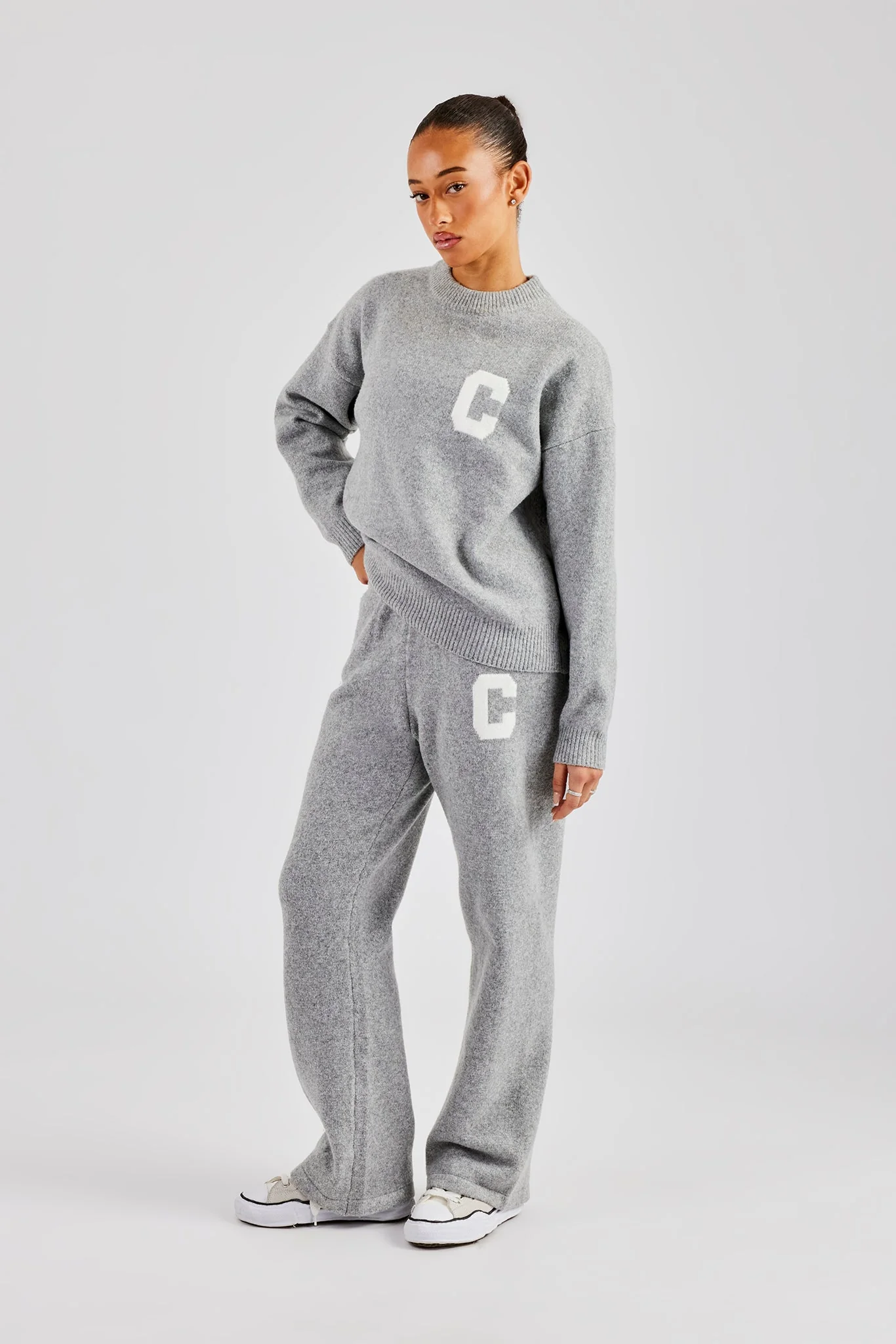 C Knitted Sweatshirt - Grey - Image 2