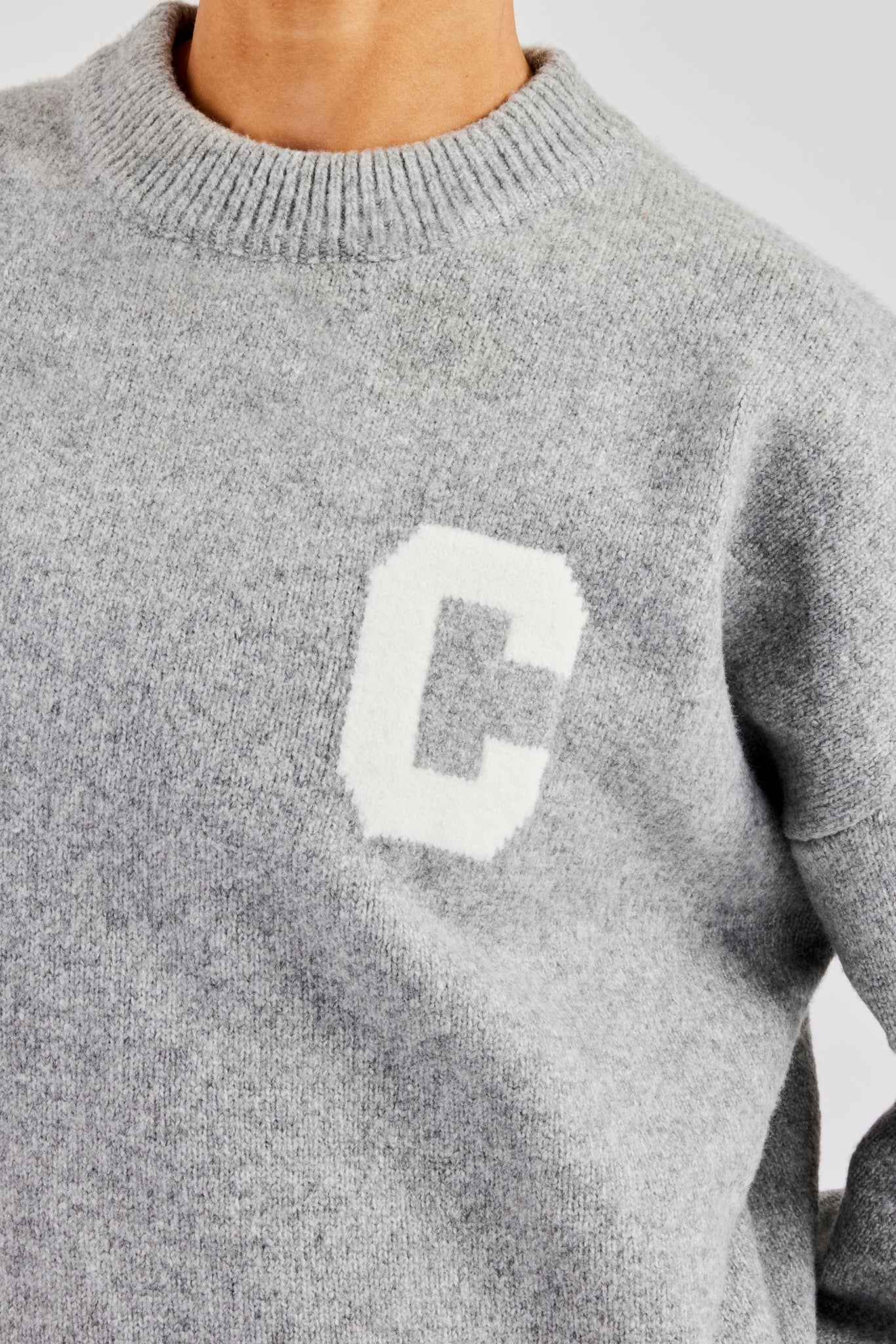 C Knitted Sweatshirt - Grey - Image 3