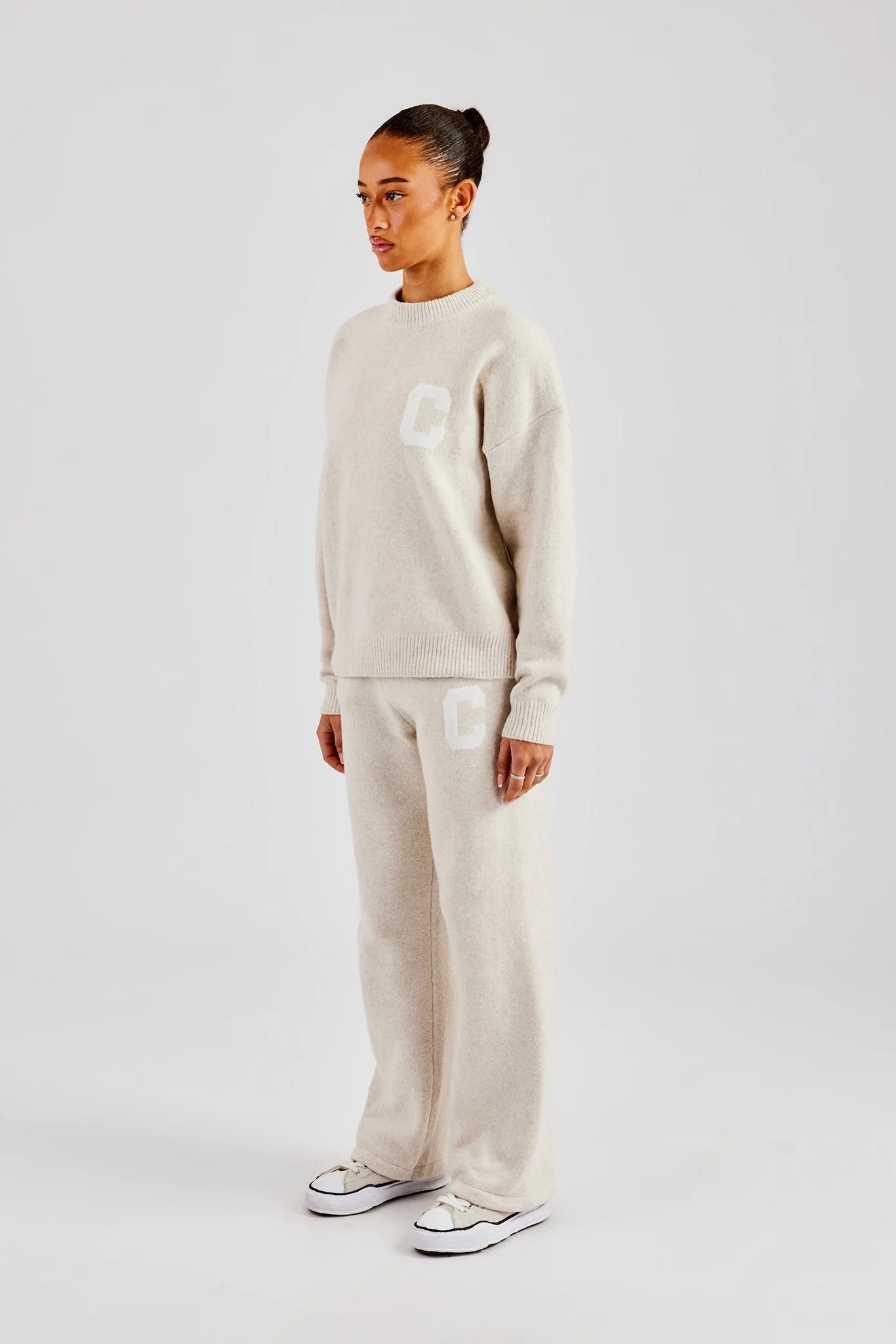 C Knitted Sweatshirt & Jogger - Oatmeal - Image 3