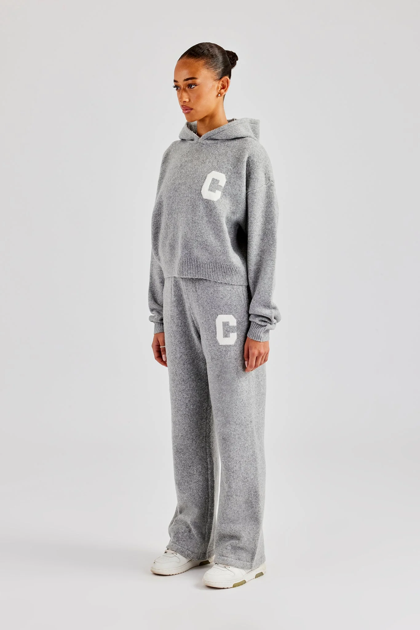 C Knitted Hooded Tracksuit - Grey - Image 2