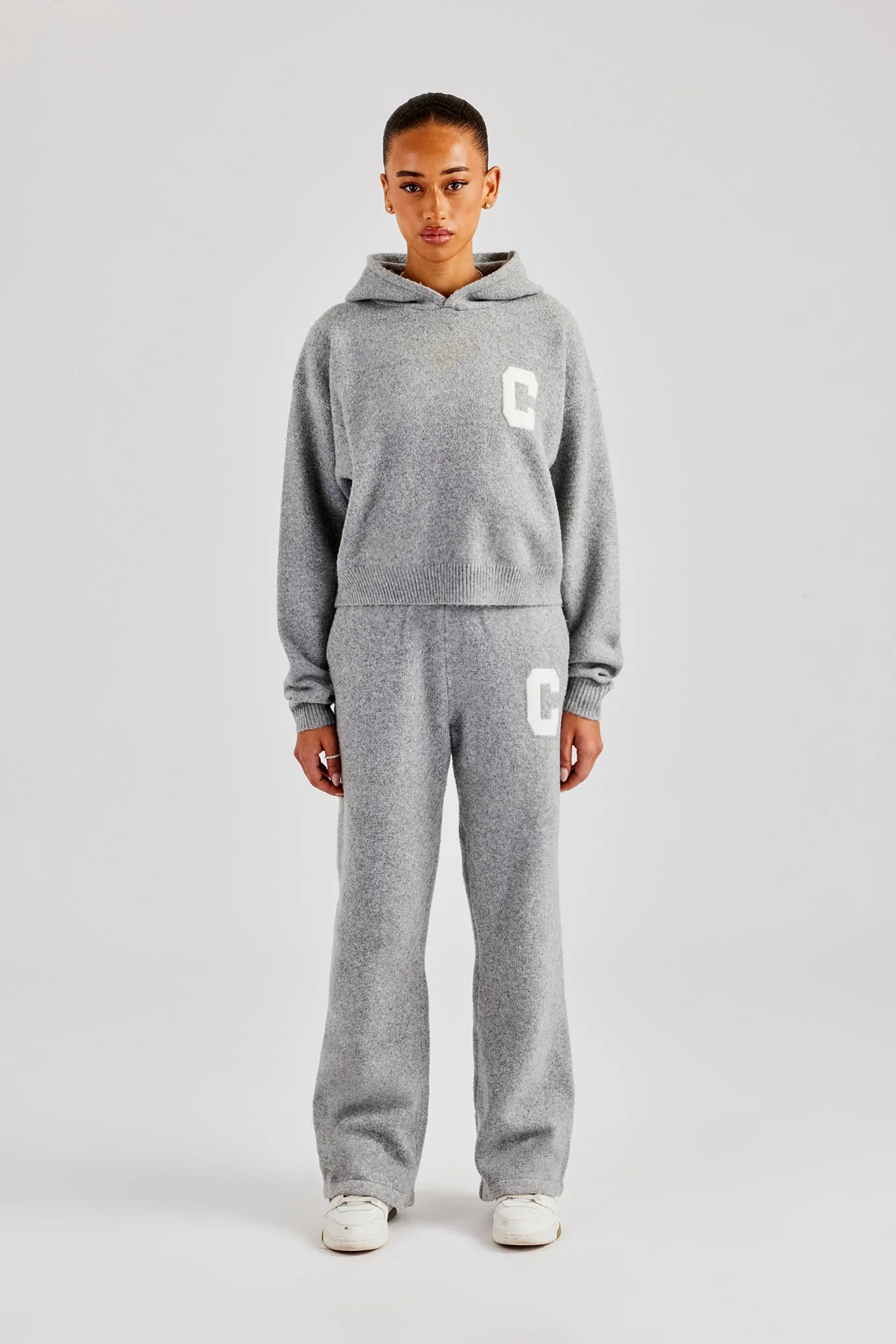 C Knitted Hooded Tracksuit - Grey - Image 3