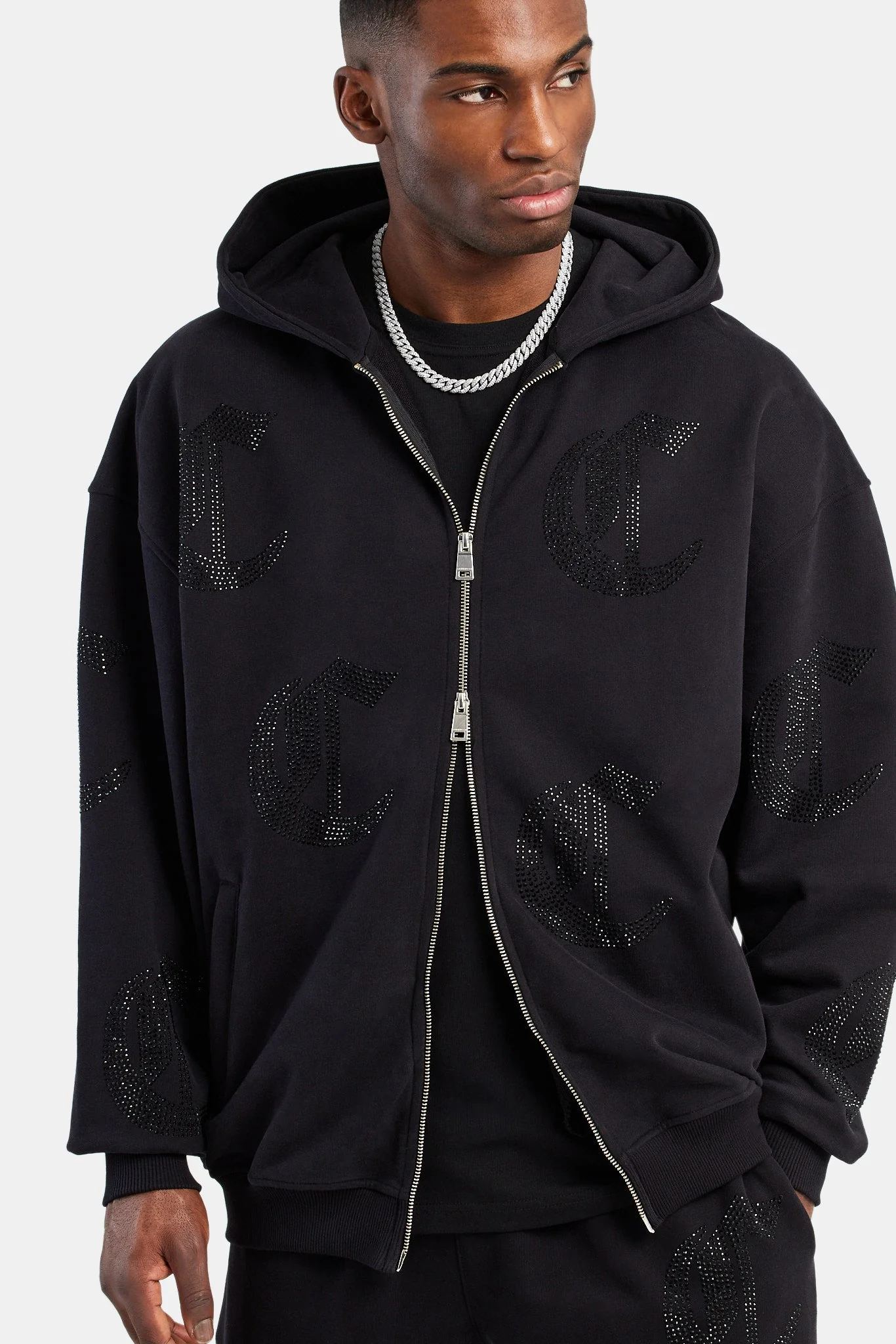 C Repeat Rhinestone Tracksuit - Black - Image 2
