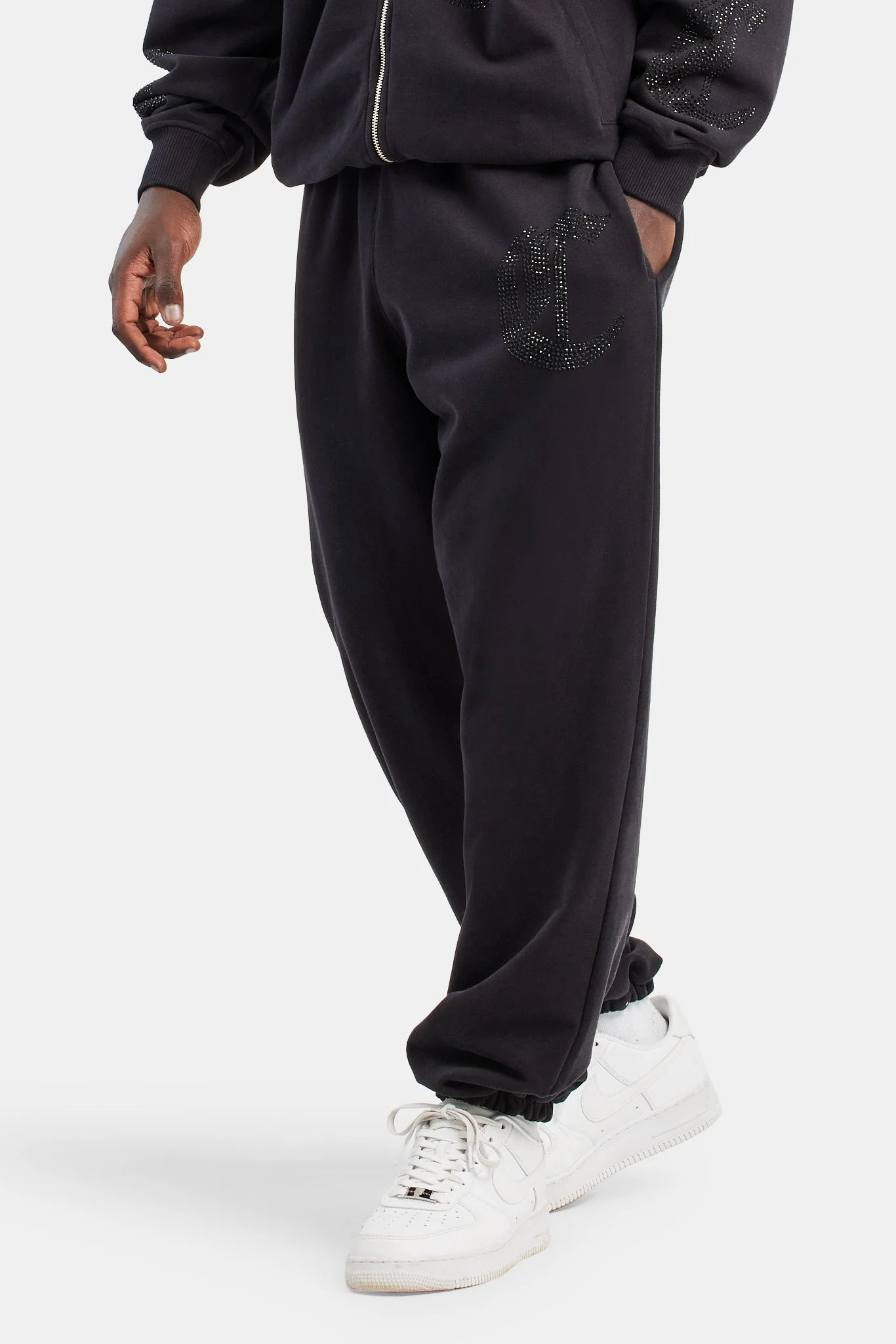 C Repeat Rhinestone Tracksuit - Black - Image 3