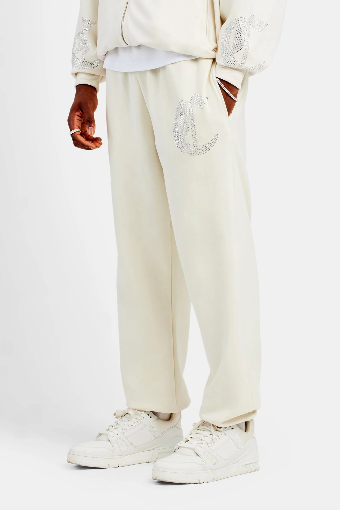 C Repeat Rhinestone Tracksuit - Ecru - Image 3