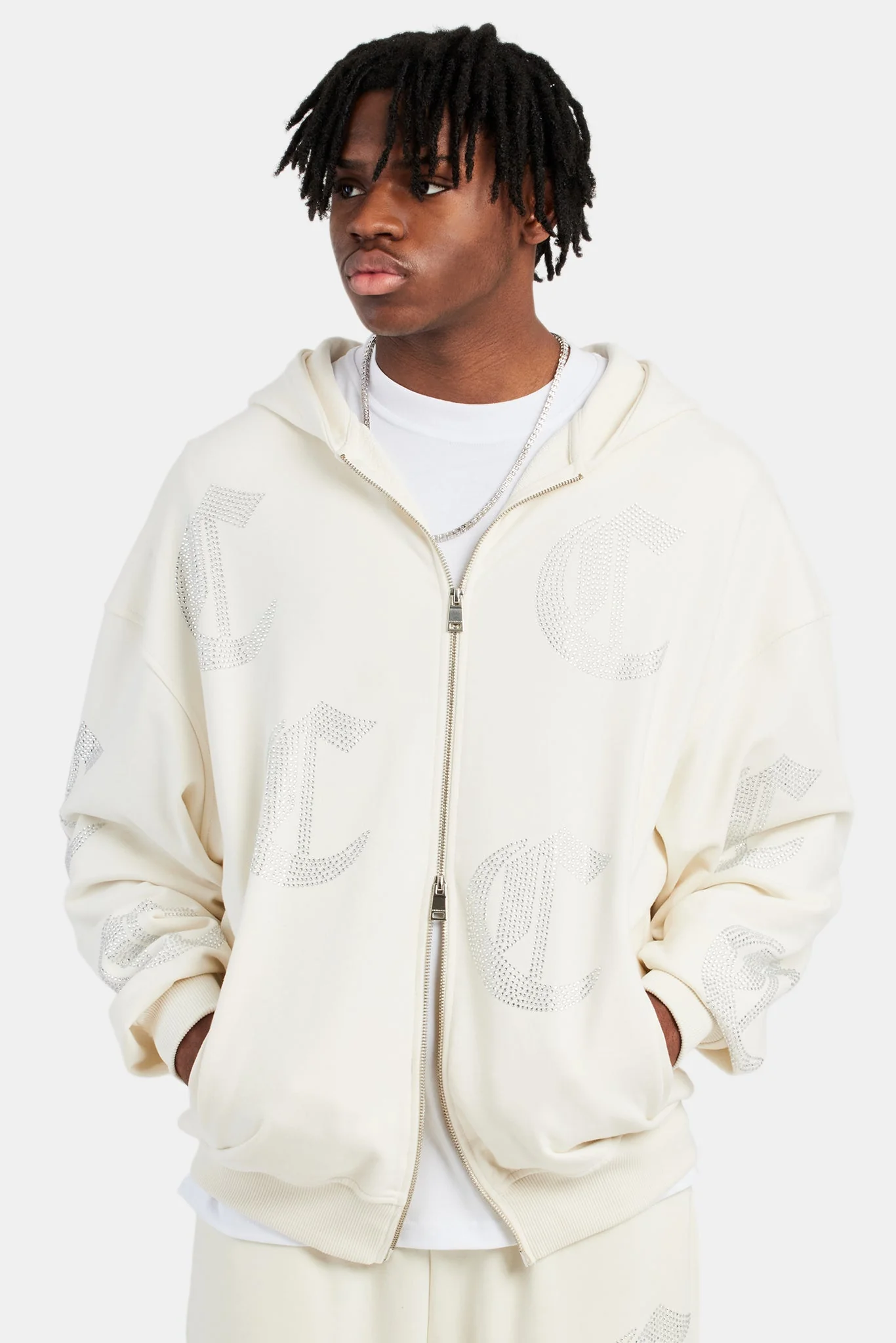 C Repeat Rhinestone Tracksuit - Ecru - Image 5