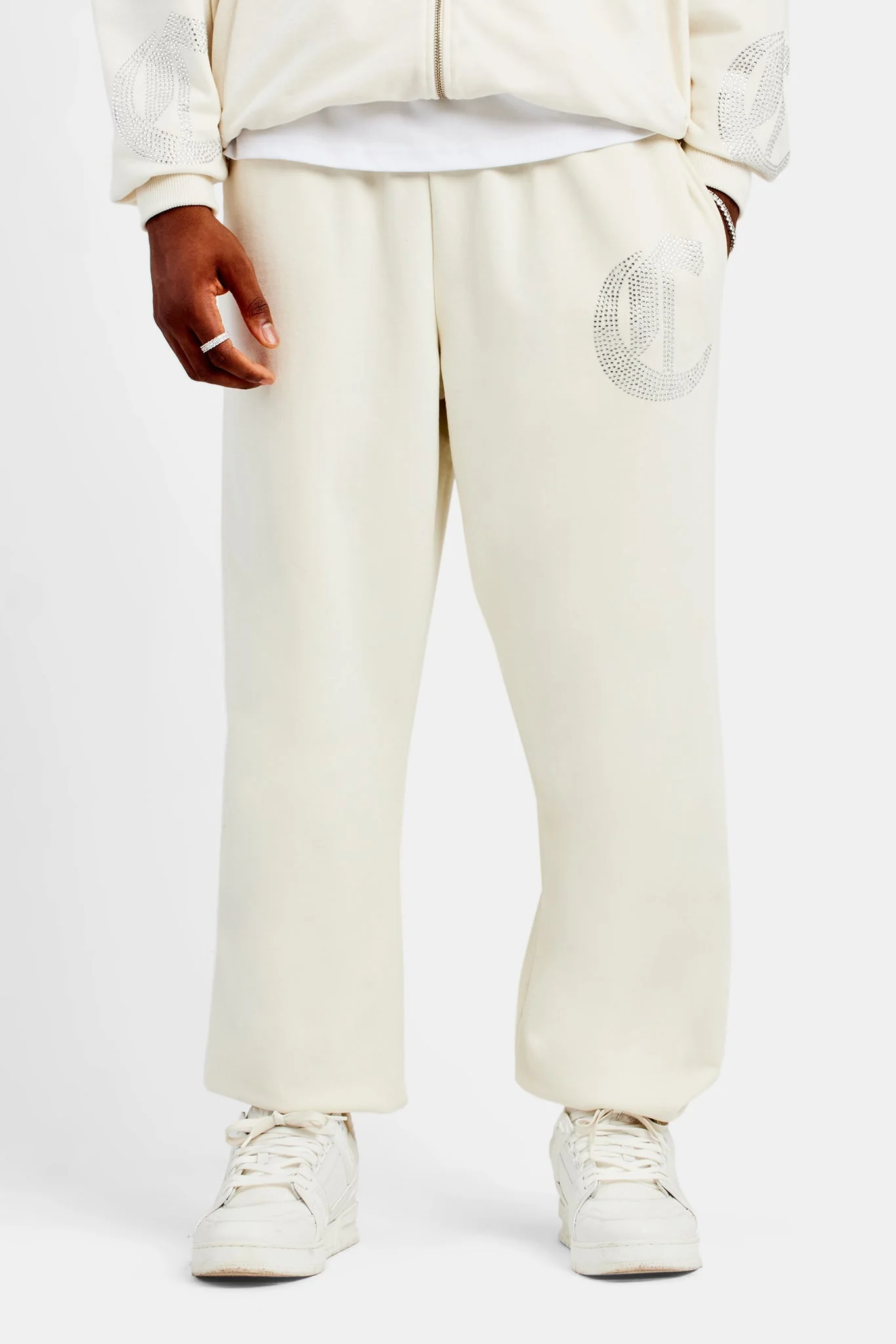 C Repeat Rhinestone Tracksuit - Ecru - Image 7