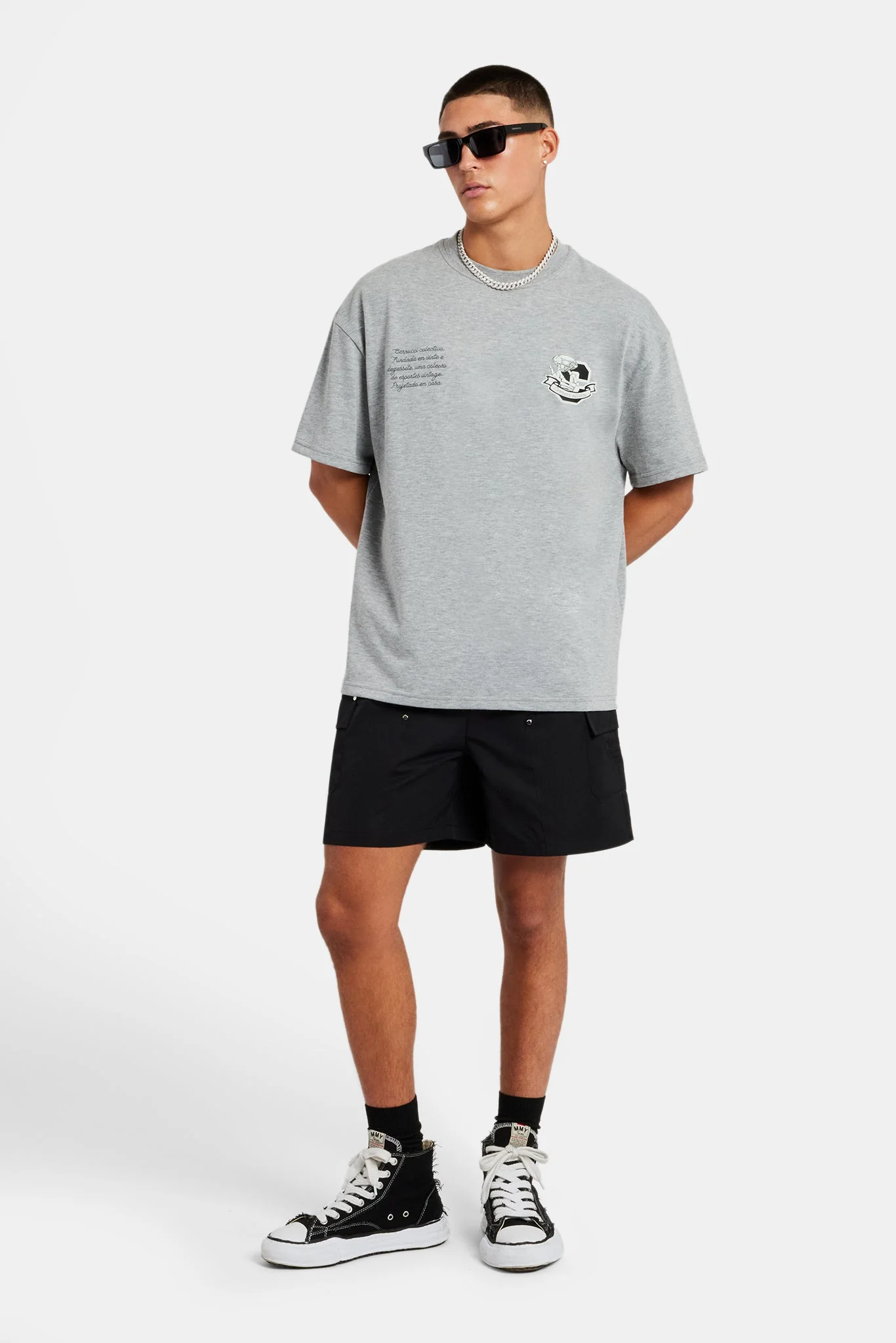 C Diamond Oversized T-Shirt - Grey Marl - Image 2