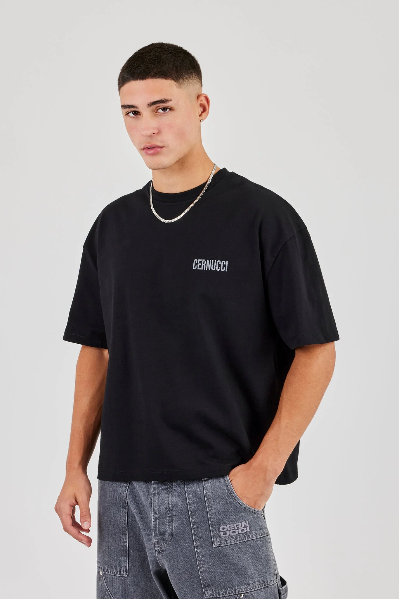 C Star Boxy T-Shirt - Black - Image 2