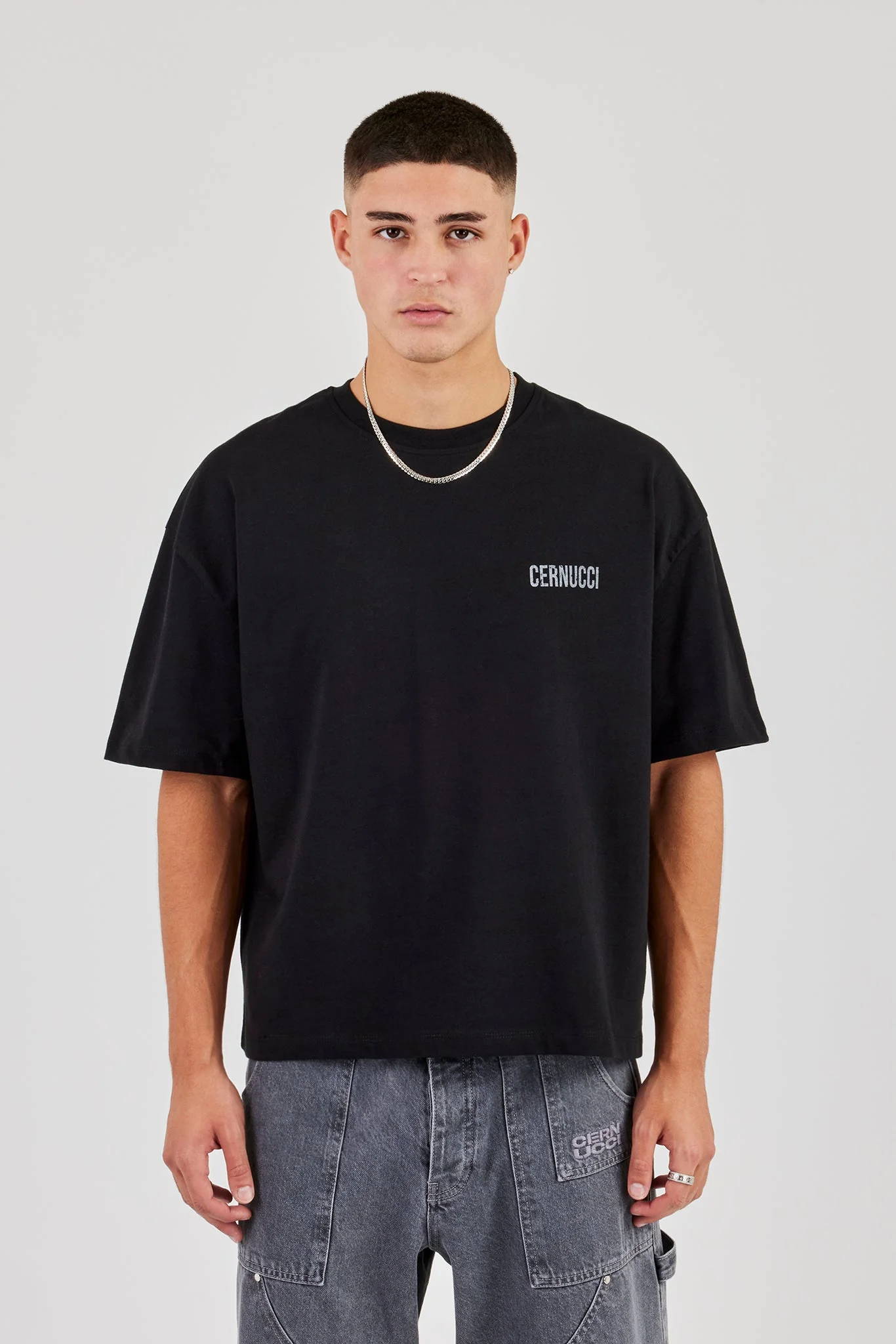 C Star Boxy T-Shirt - Black - Image 4