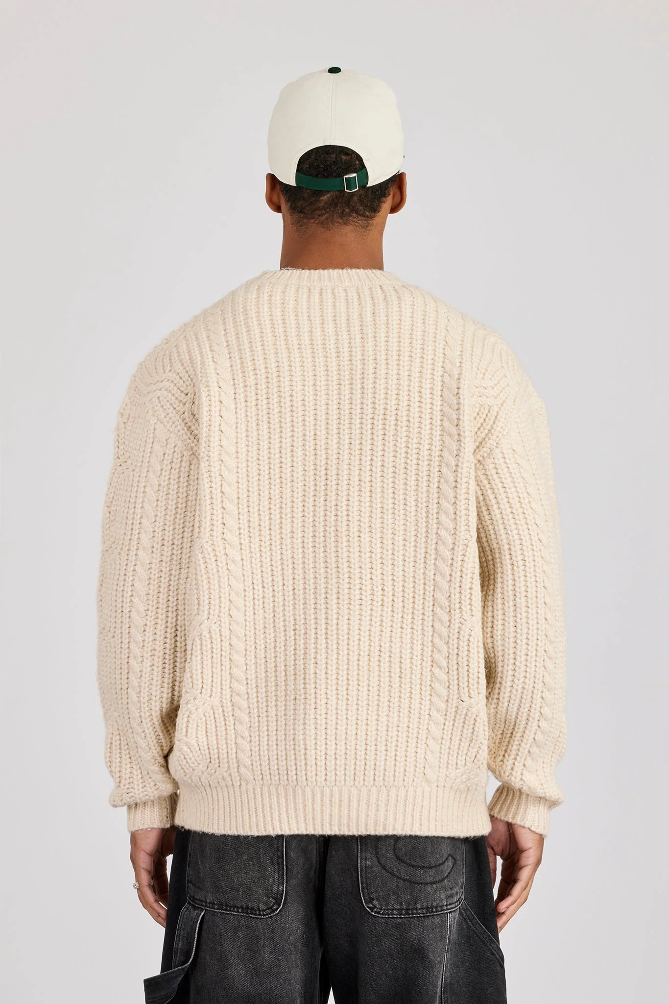 Cable Knit Embroidered Sweatshirt - Off White - Image 3