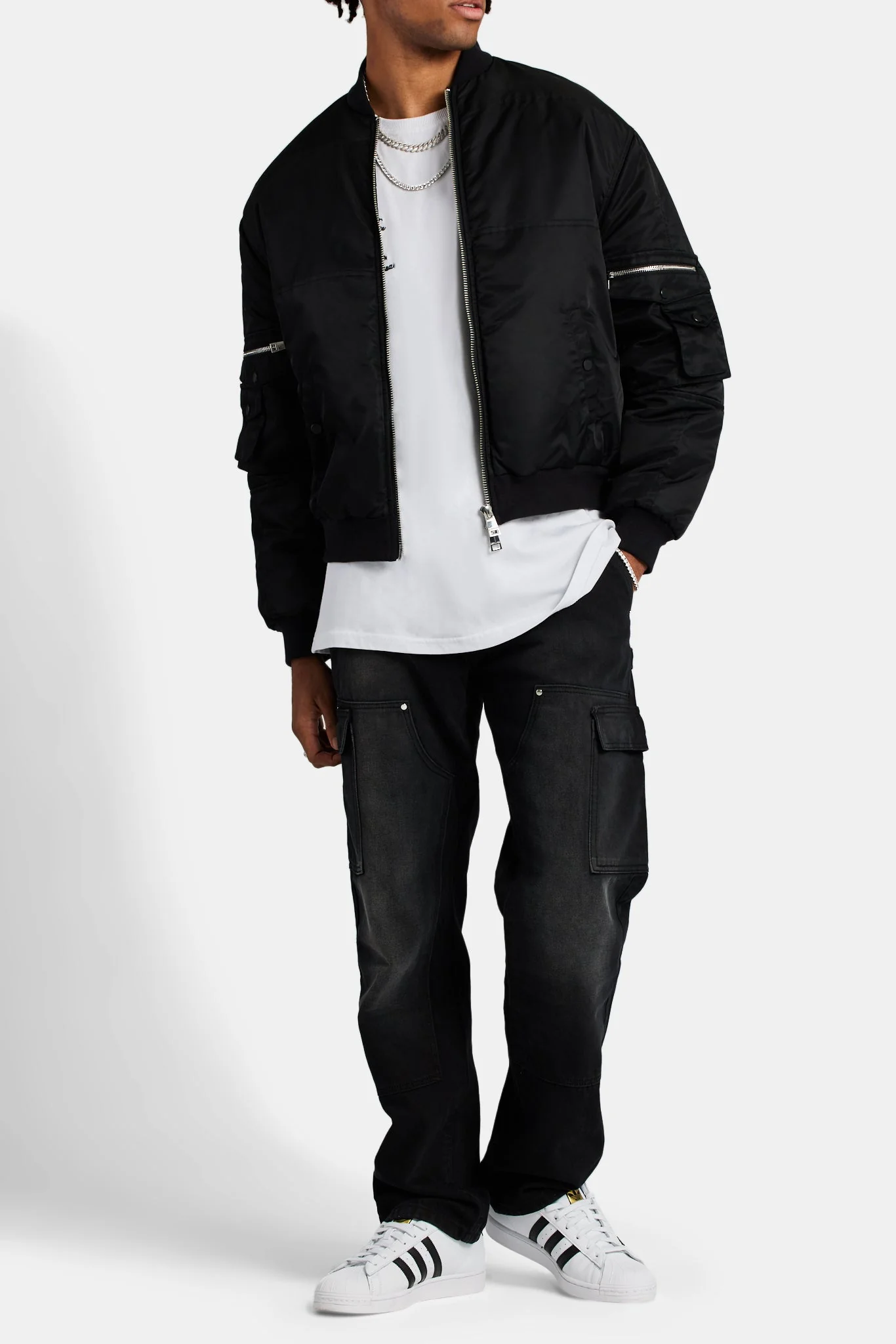 Cargo Bomber Jacket - Black - Image 5