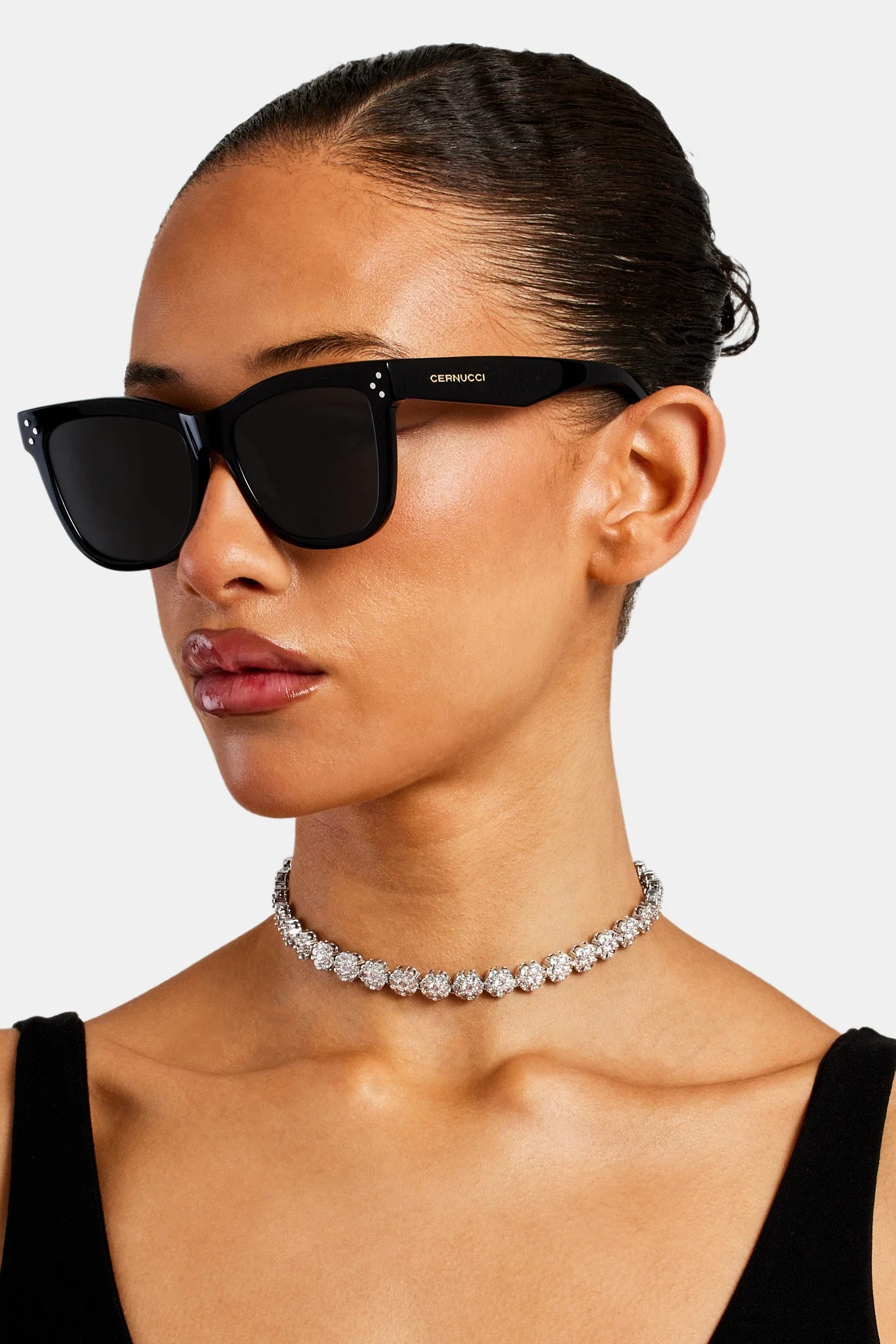 Cat Eye Acetate Sunglasses - Black - Image 2