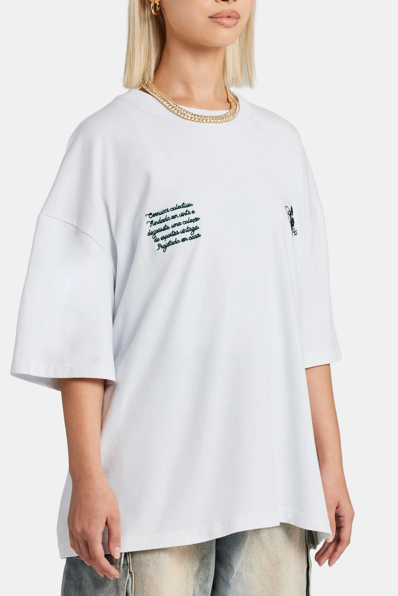 CCC Applique Varsity T-shirt  - White - Image 4