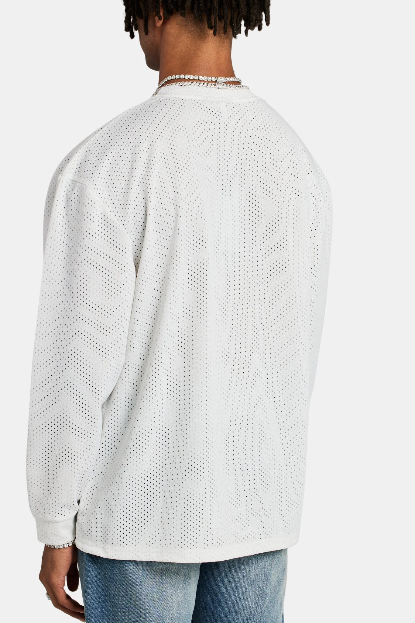 CCC Mesh Long Sleeve Varsity Top - White - Image 2