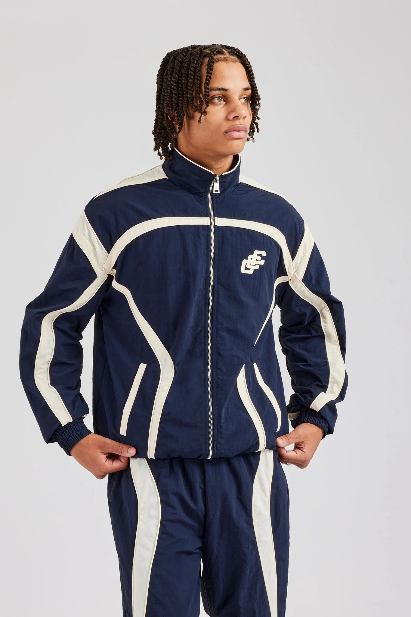 CCC Nylon Zip Through Jacket - Navy Blue - Image 5