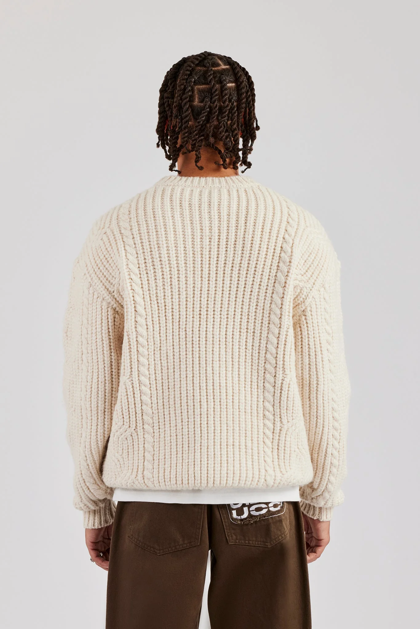 CCC Spliced Cable Knit Sweater - Off White - Image 4