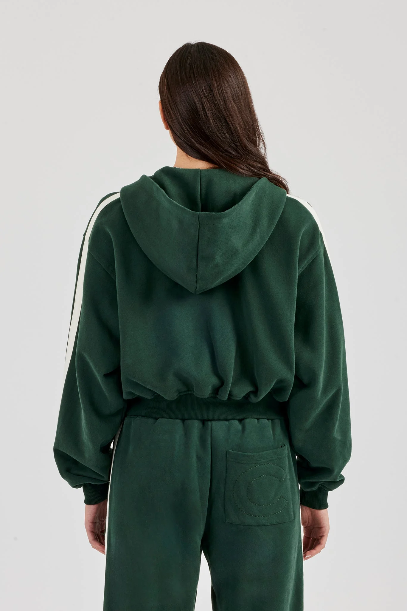 CCC Taping Boxy Zip Through Hoodie - Forest Green - Image 3
