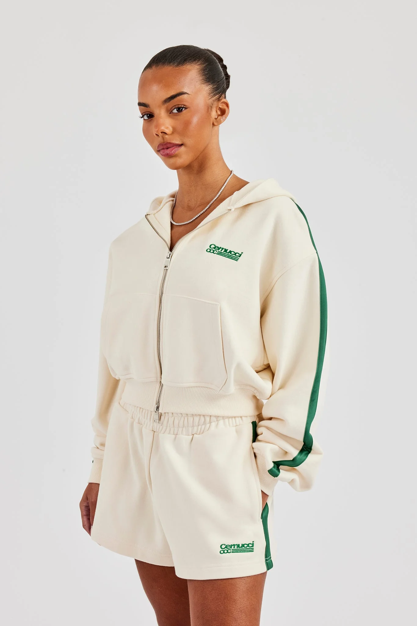 CCC Taping Boxy Zip Through Hoodie - Off White - Image 4