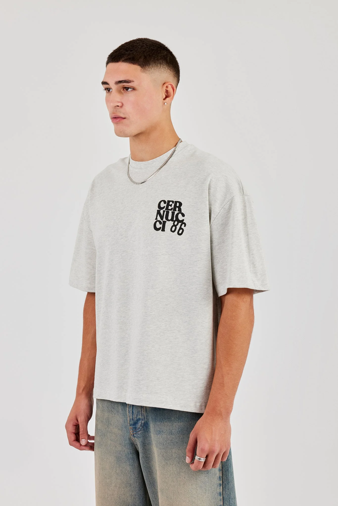 Cernucci 86 Print Boxy T-Shirt - Ash Grey - Image 3