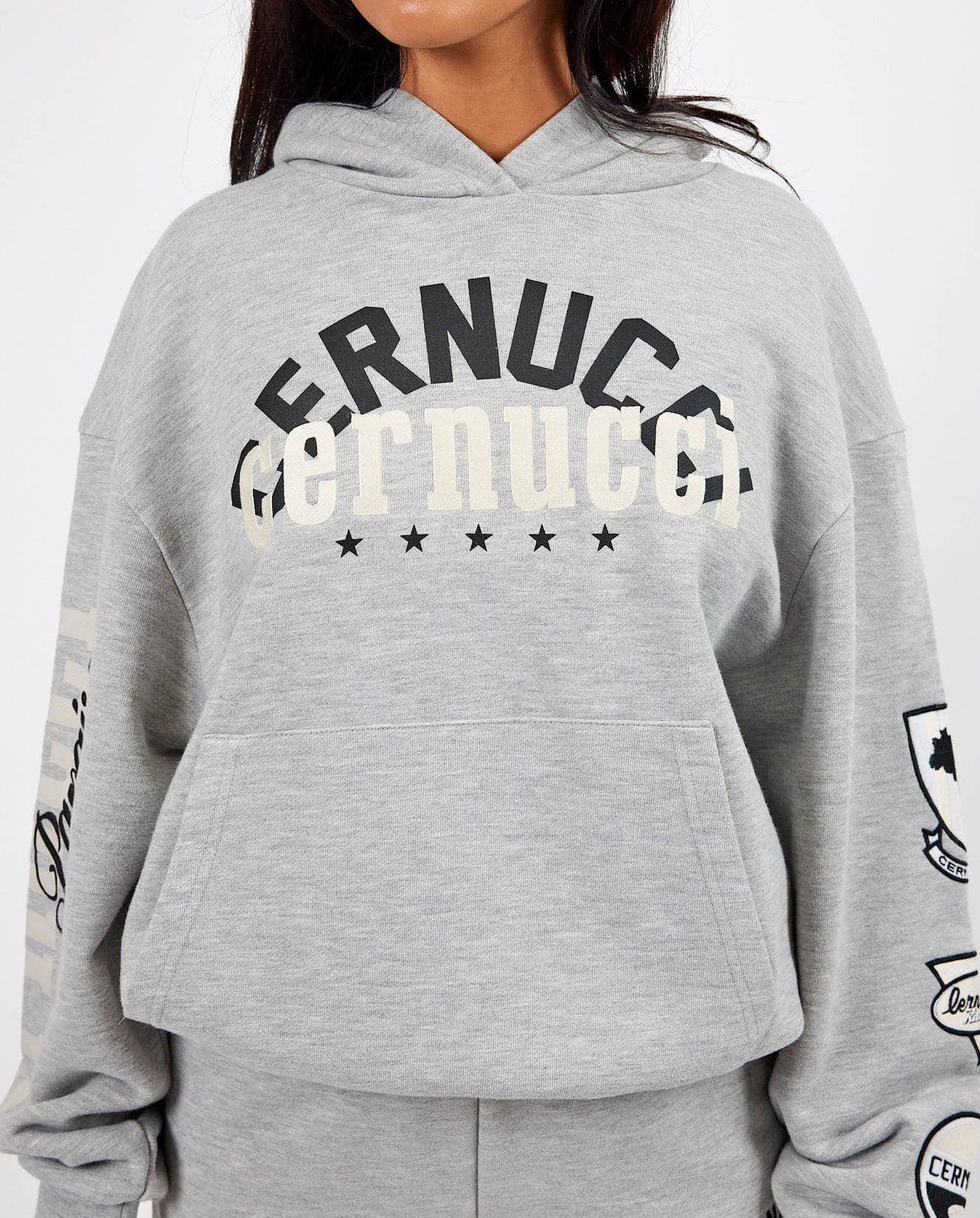Cernucci Badge Logo Hoodie - Grey Marl - Image 2