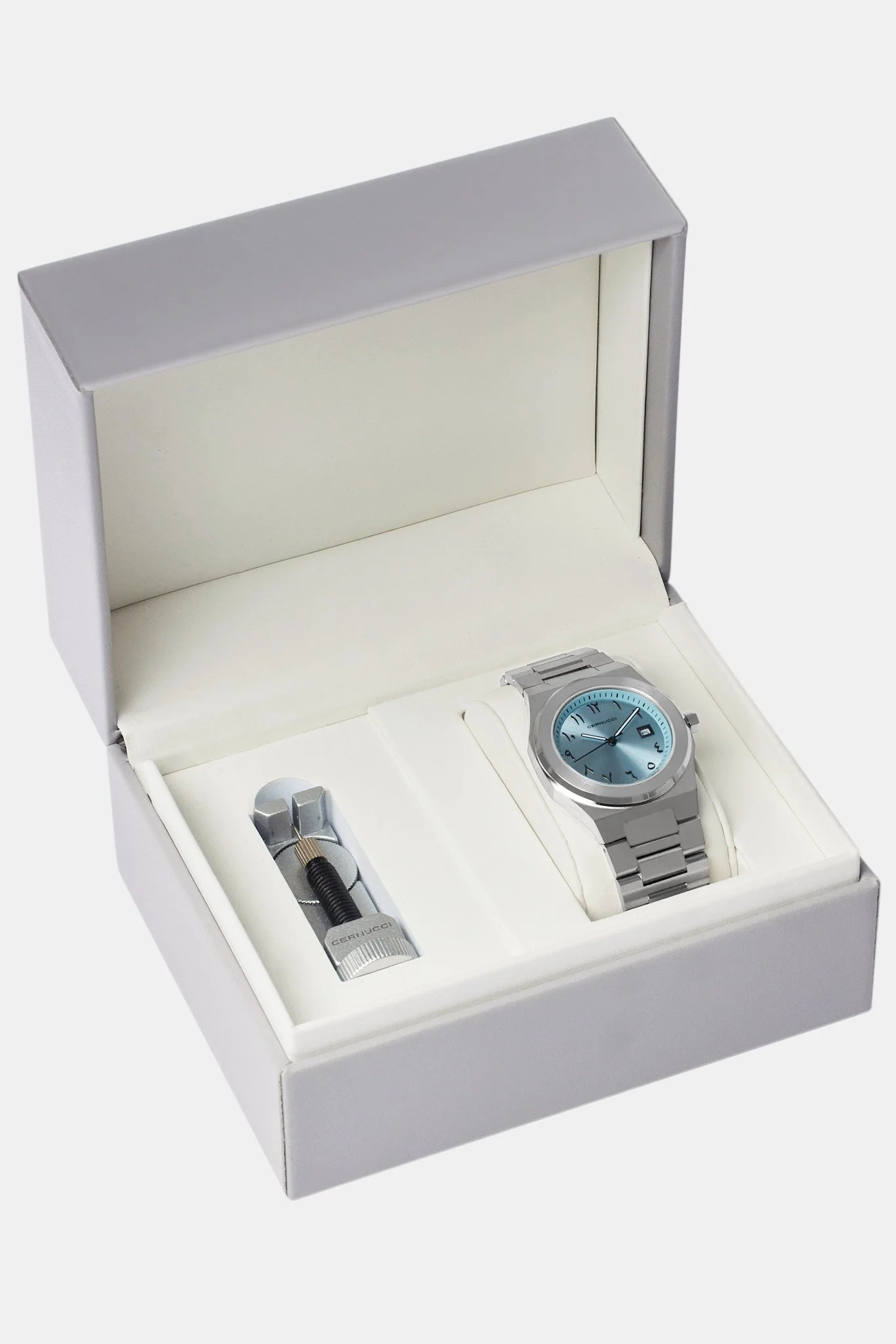 Cernucci Blue Arabic Dial Polished Watch - Image 5