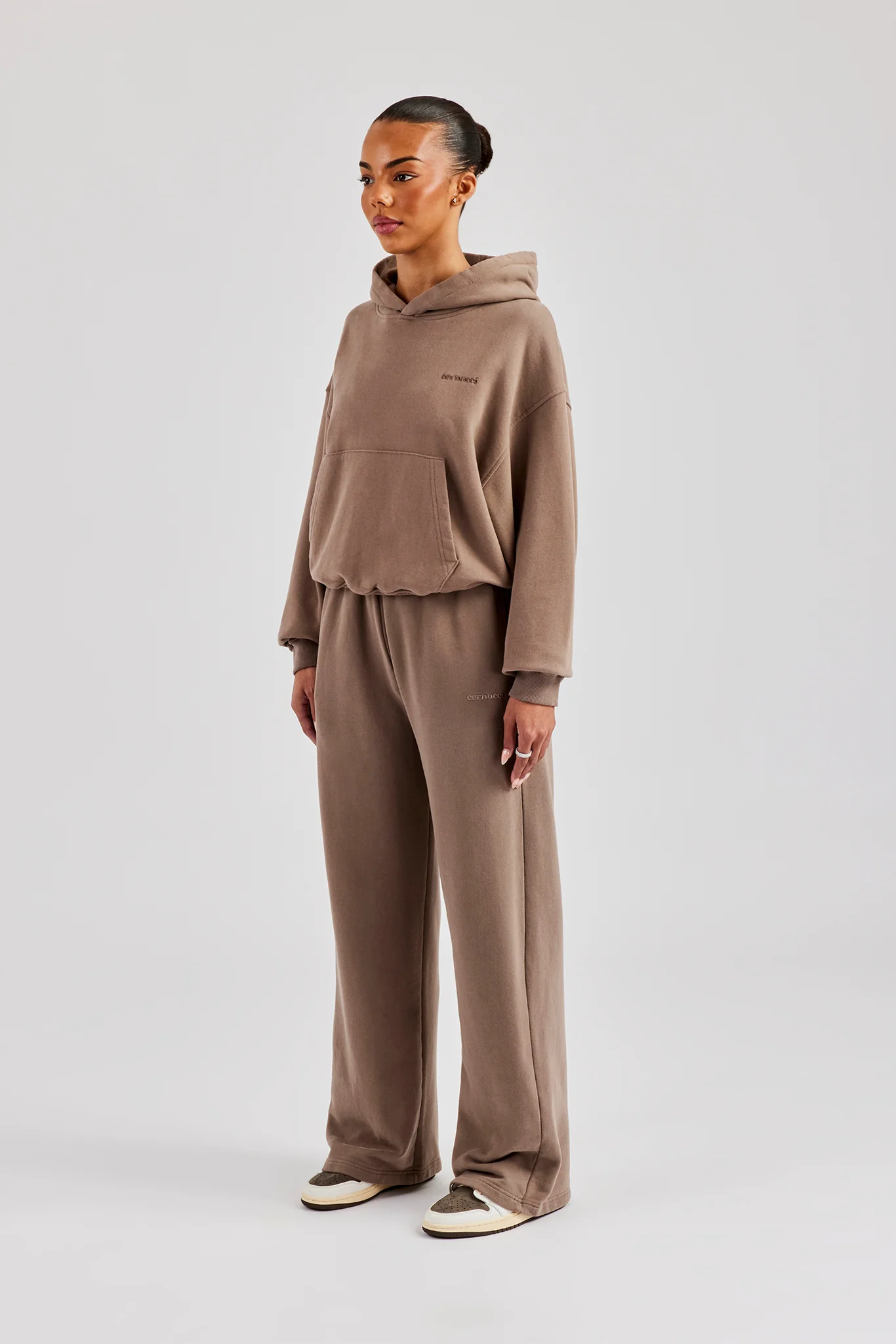 Cernucci Bubble Boxy Hoodie & Wide Leg Jogger - Taupe - Image 2