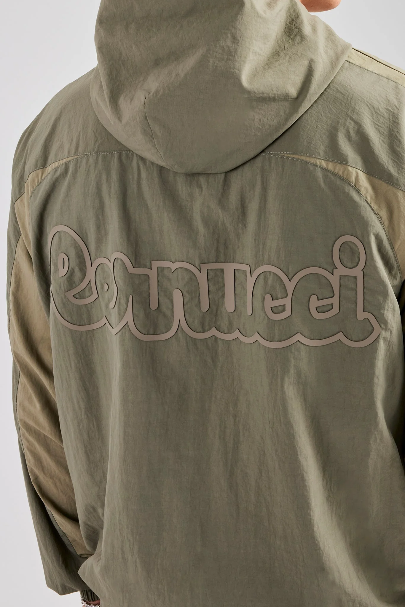 Cernucci Contrast Panel Nylon Track Top - Khaki - Image 2