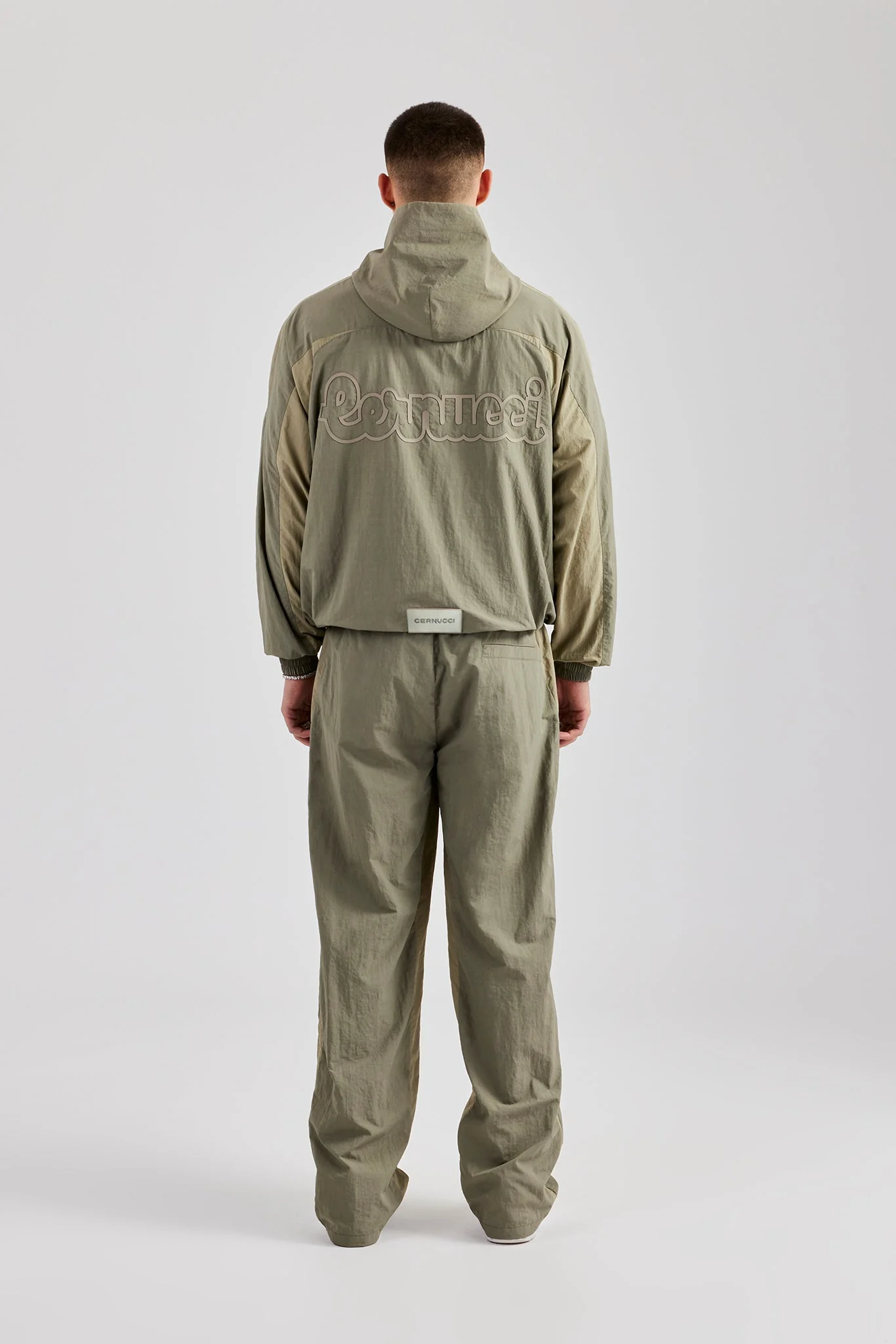 Cernucci Contrast Panel Nylon Tracksuit - Khaki - Image 2