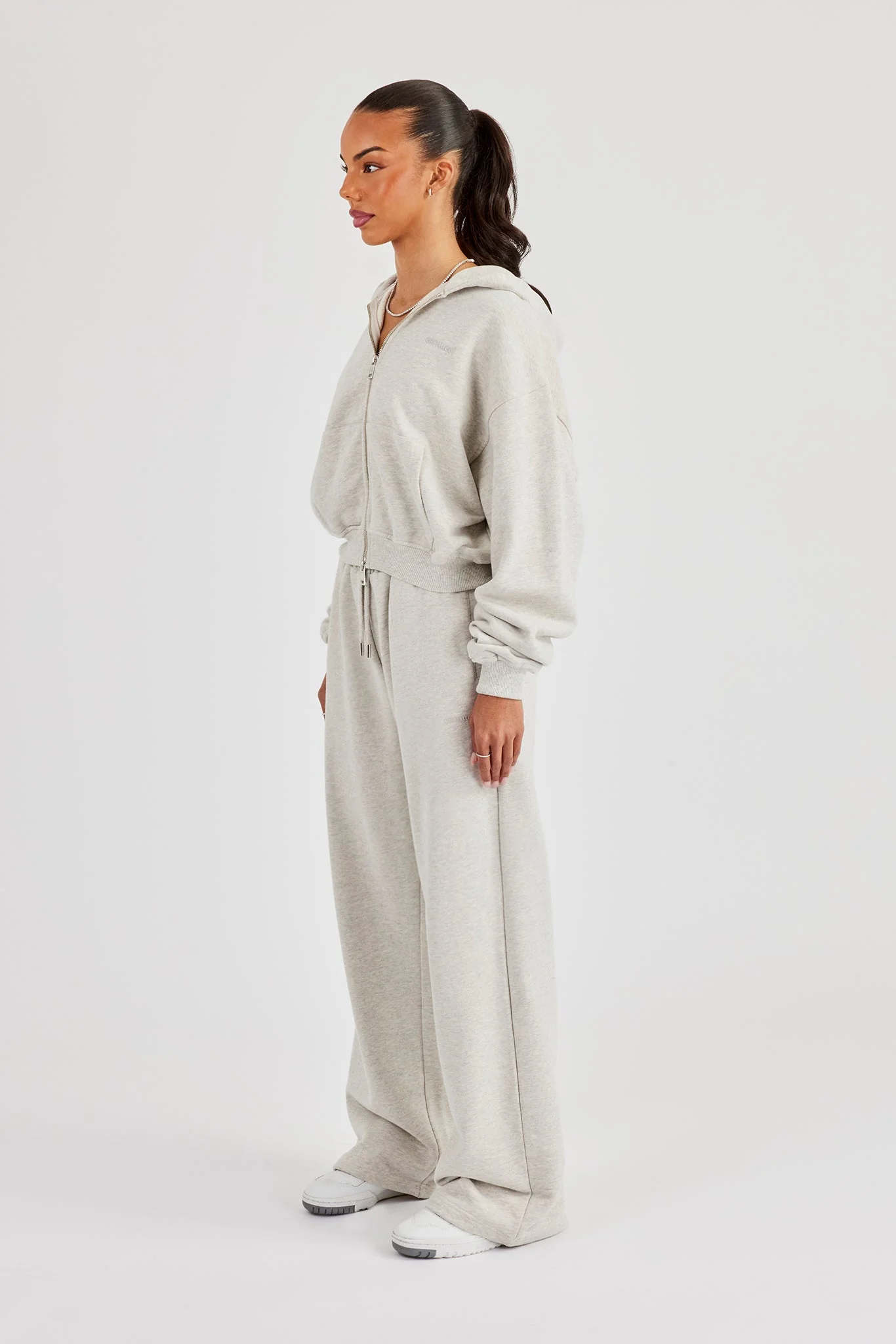 Cernucci Cropped Zip Through Tracksuit - Ash Grey - Image 5